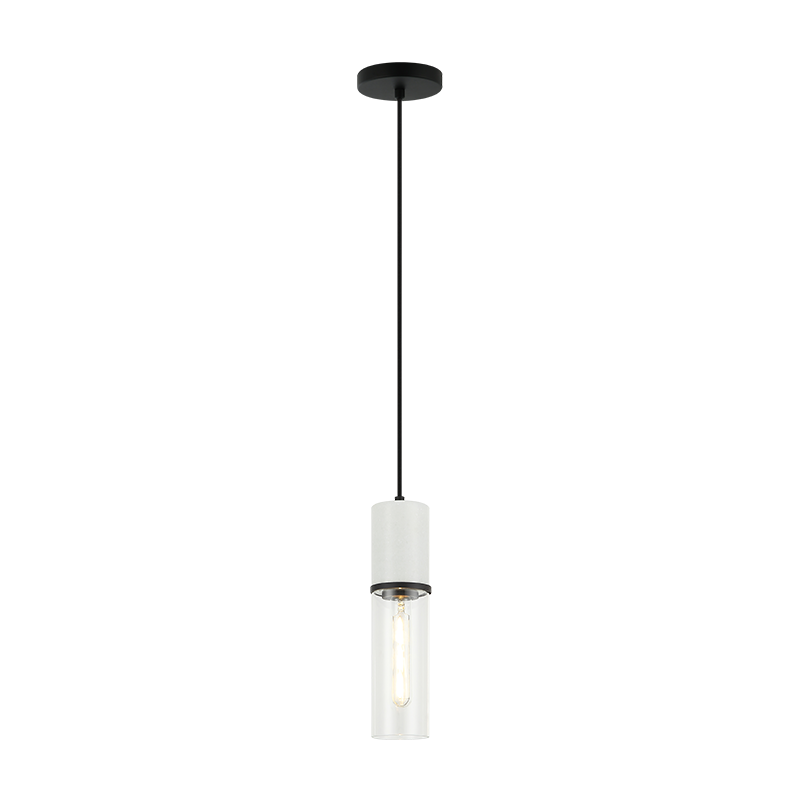 Matteo Lighting C39911MB Marmor LED Pendant in Matte Black + White Marble