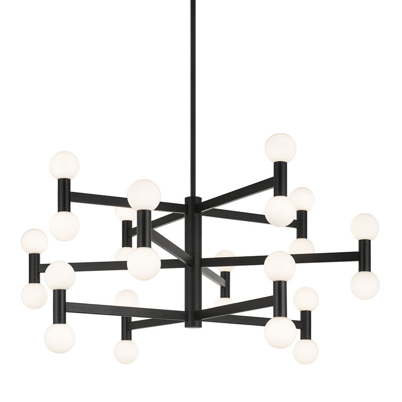 Matteo Lighting C44124MBOP Interstellar LED 3-Tier Chandelier in Matte Black