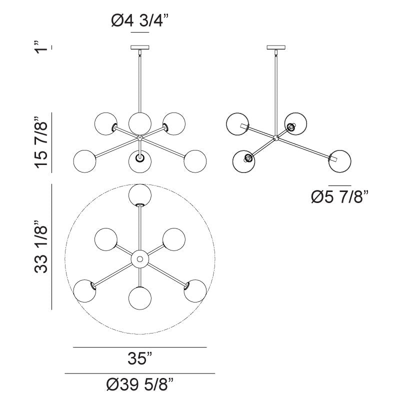 Matteo Lighting C81706BKCL Novo Round Chandelier in Black
