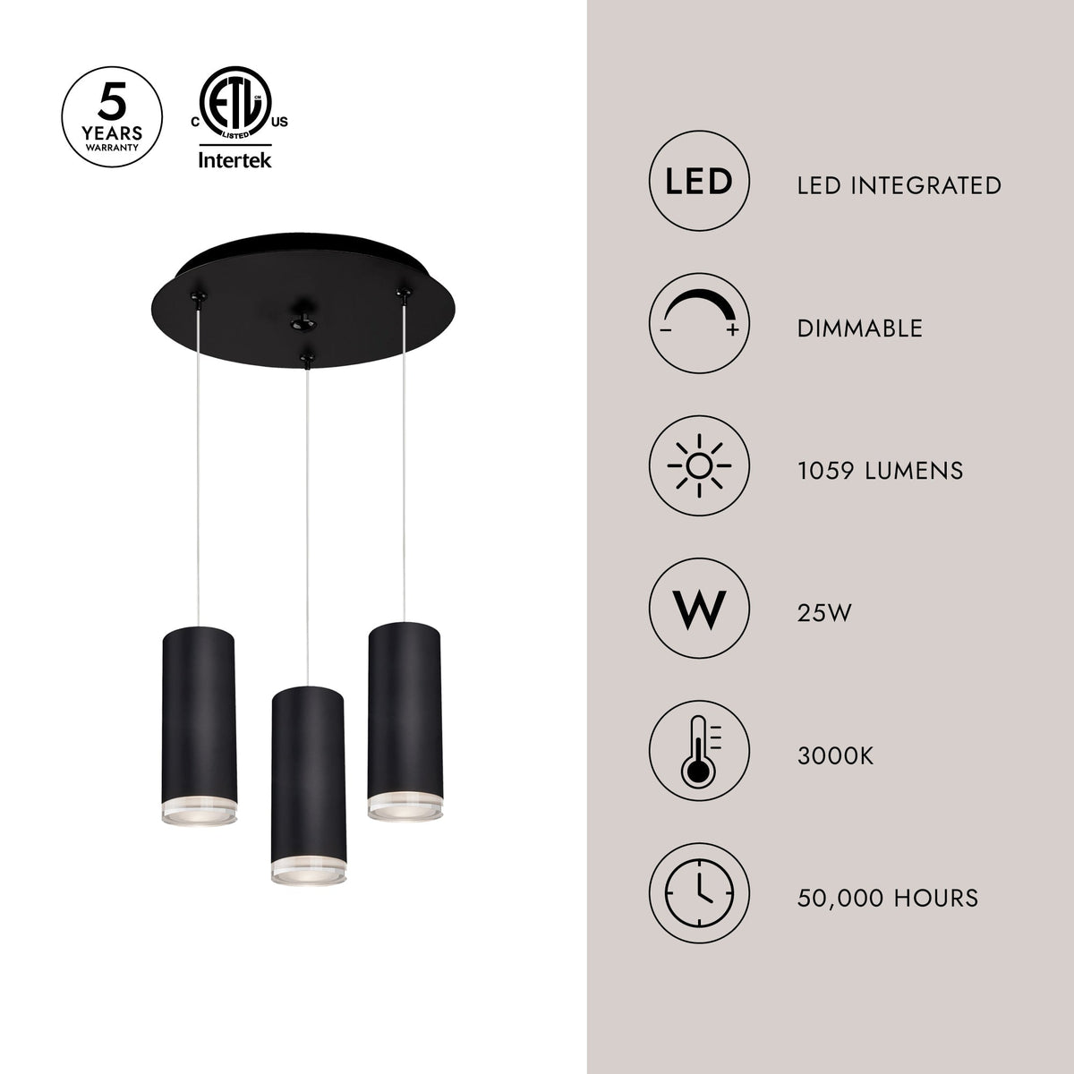 Kuzco Lighting MP401431BK-03 Cameo LED Multi Suspension en noir