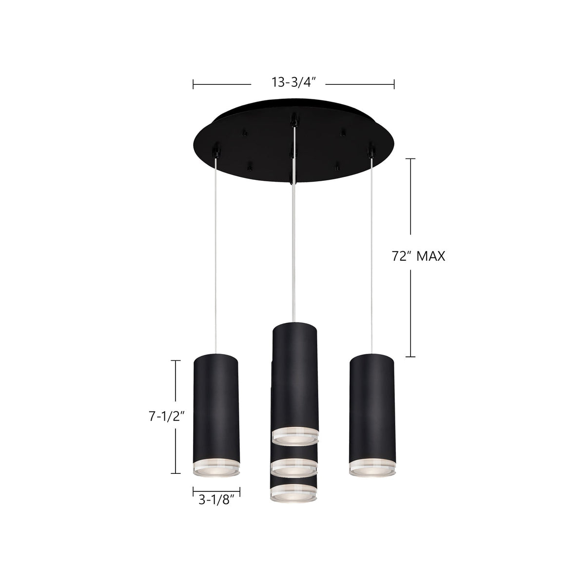 Kuzco Lighting MP401431BK-05 Cameo LED Multi Suspension en noir