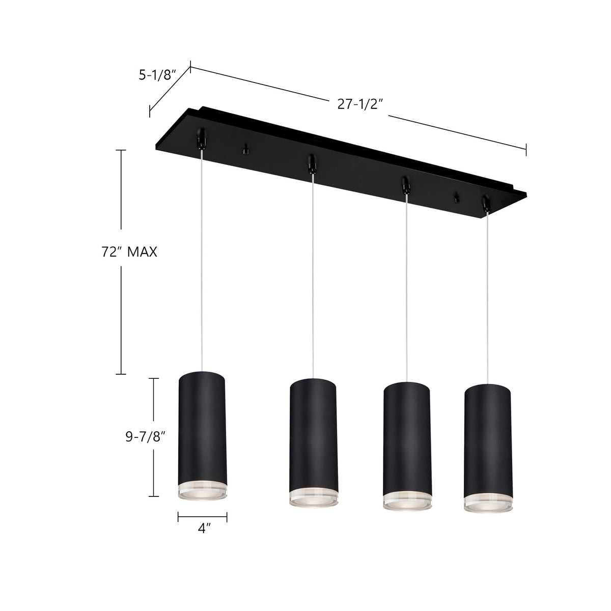 Kuzco Lighting MP401432BK-04 Cameo LED Multi Suspension en noir