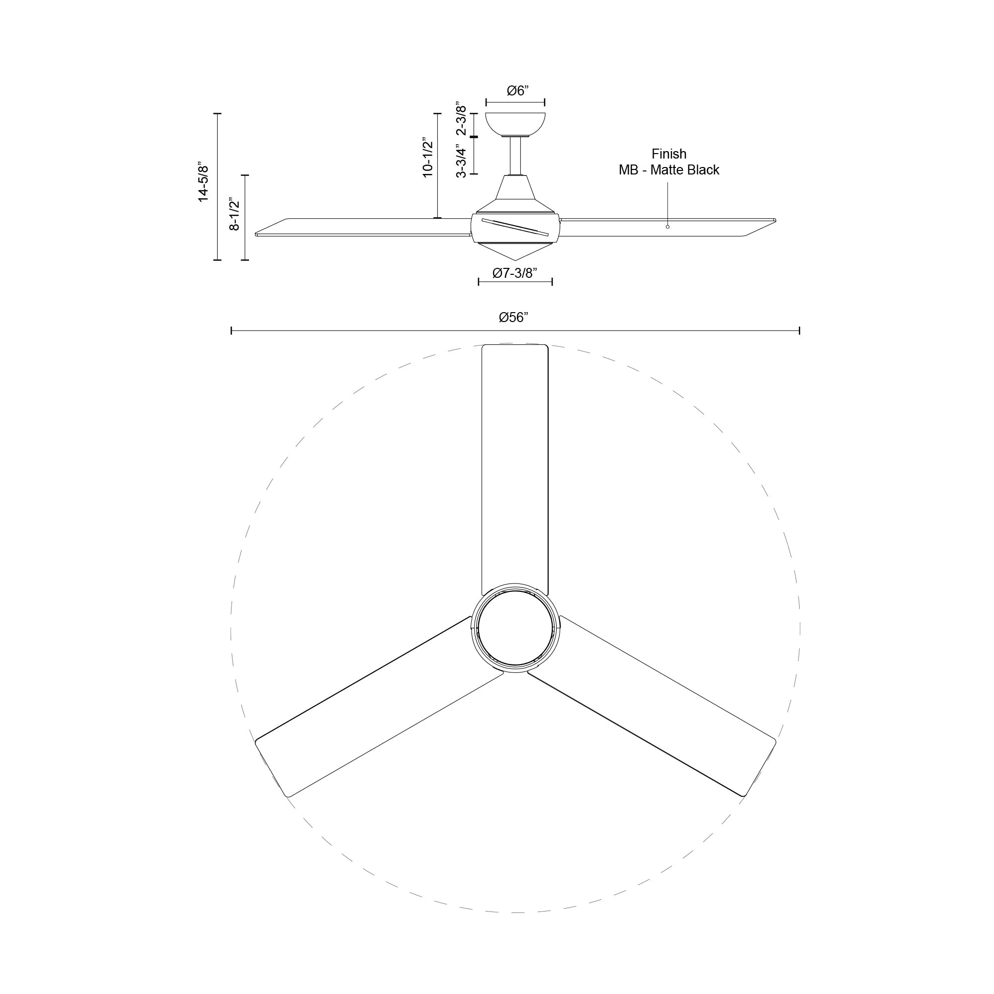 Kuzco Lighting CF94956_DRAWING Owens Ceiling Fan