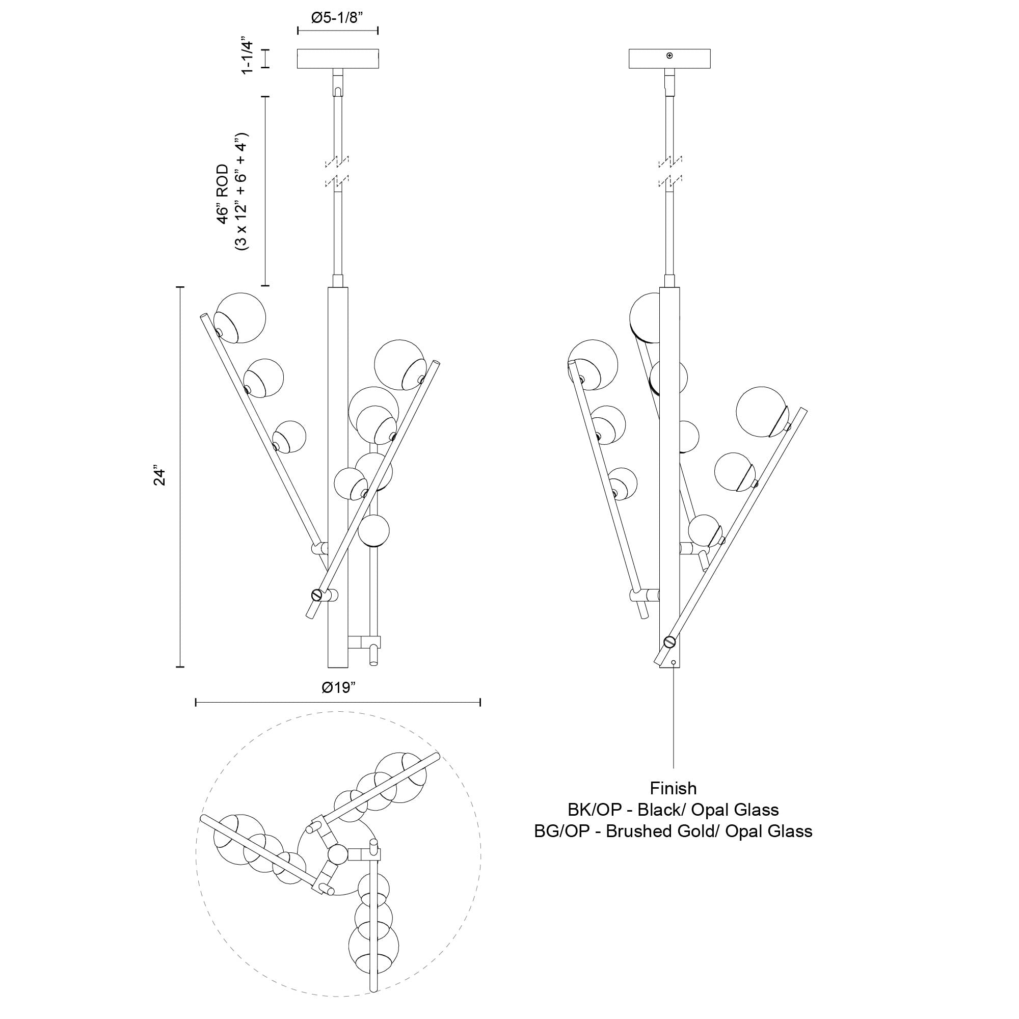 Kuzco Lighting CH55524-DRAWING Cypress Chandelier