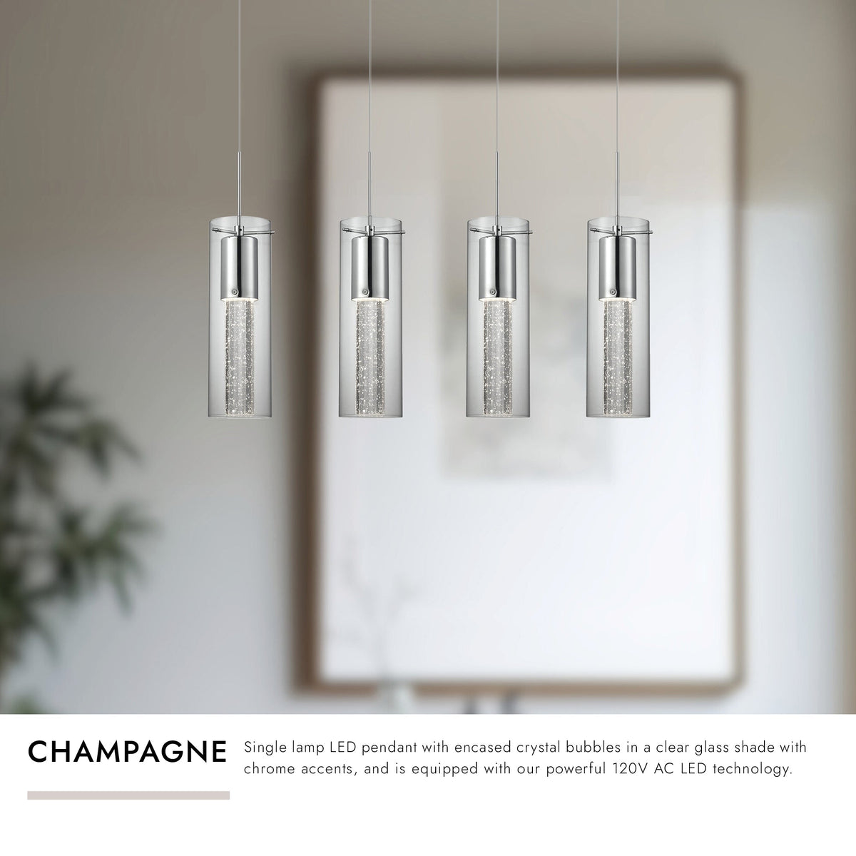 Kuzco Lighting MP4401CH-04 Champagne LED Multi Pendant in Chrome