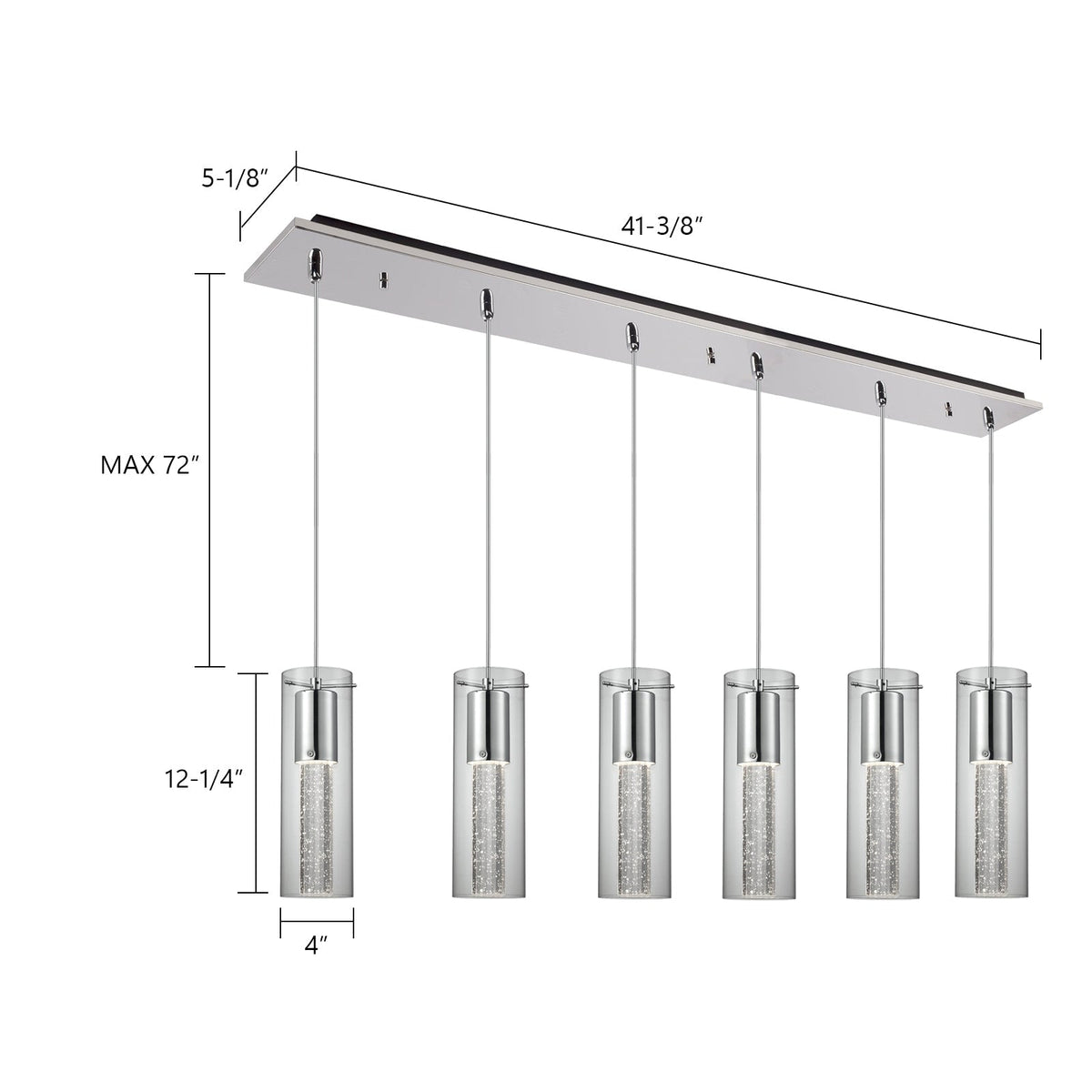 Kuzco Lighting MP4401CH-06 Champagne LED Multi Pendant in Chrome
