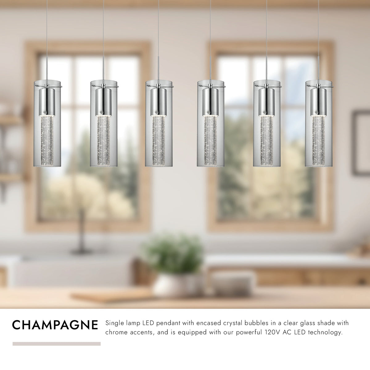 Kuzco Lighting MP4401CH-06 Champagne LED Multi Pendant in Chrome