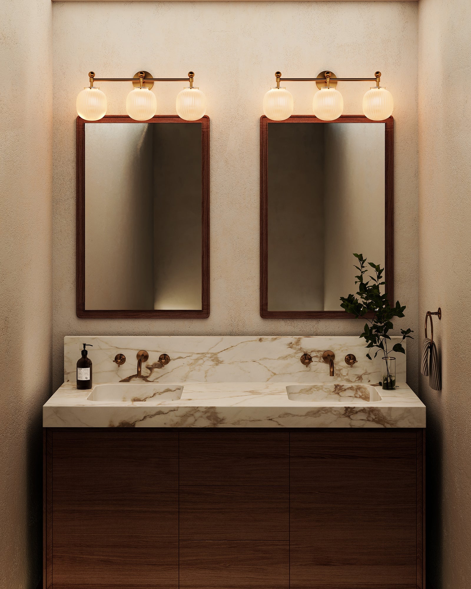 Alora Canada - VL579328BGGR - Three Light Bathroom Vanity - Cherise - Brushed Gold/Glossy Ribbed Opal Glass
