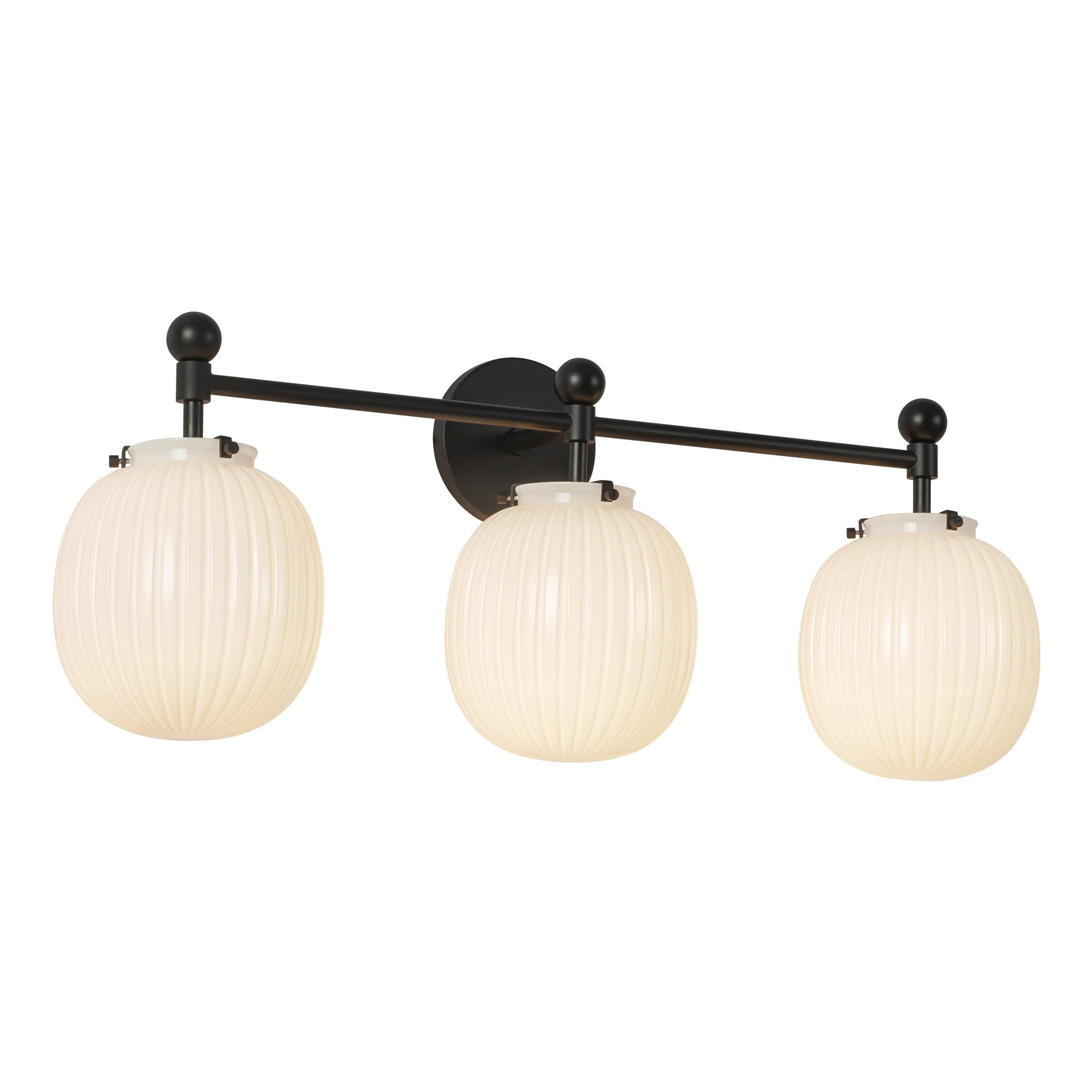 Alora Canada - VL579328MBGR - Applique murale à trois lumières - Cherise - Noir mat/Verre opale côtelé brillant