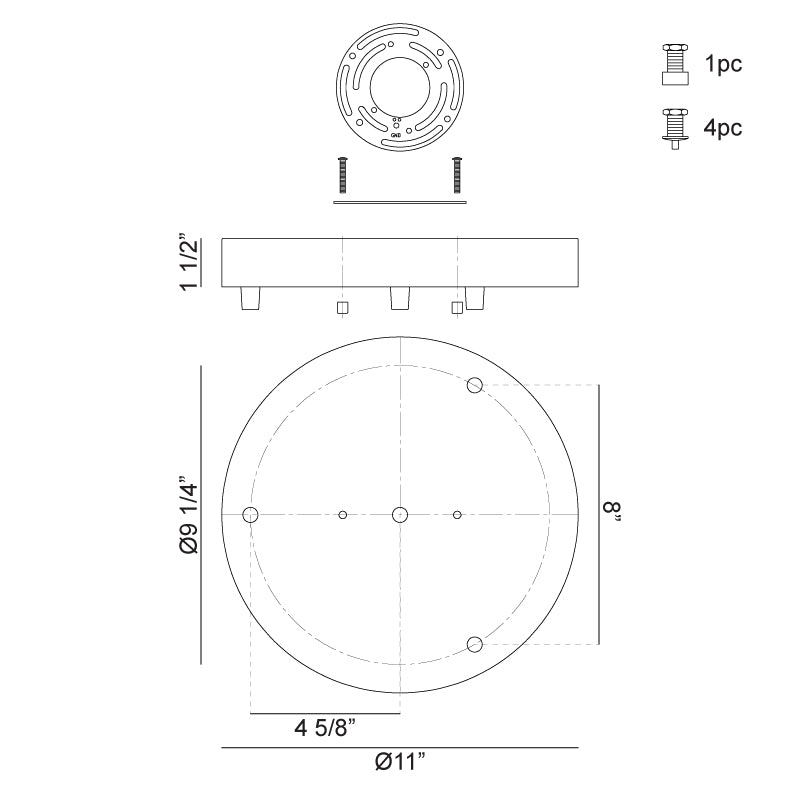 Rosace de plafond ronde Matteo Lighting CP0103AG en laiton doré vieilli