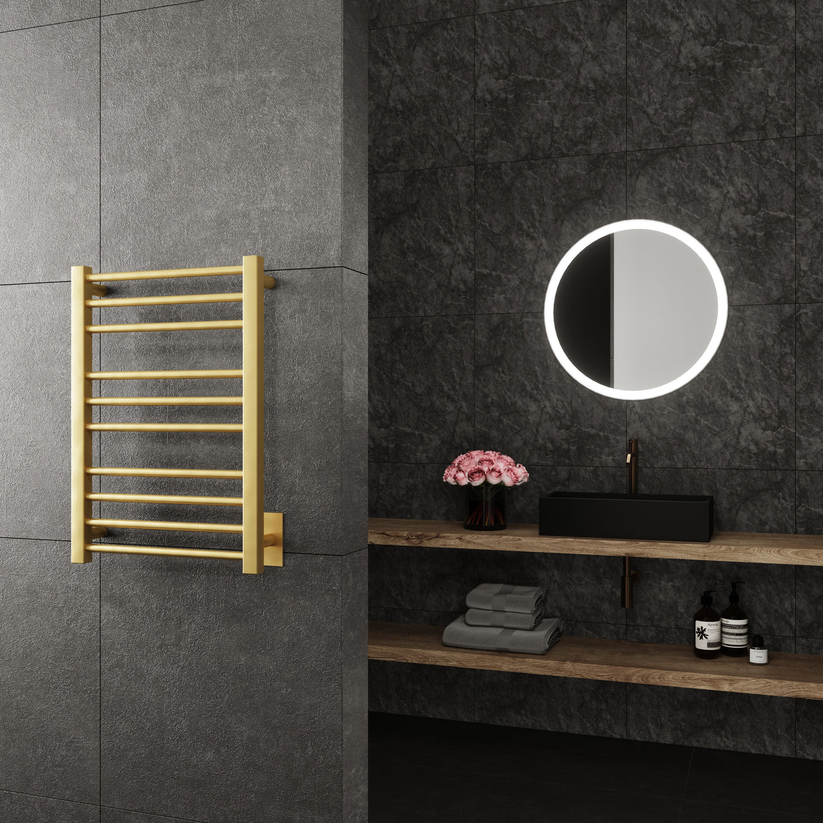Paris Mirror - CRONGLD10 - Towel Warmer - Cronos - Brushed Gold