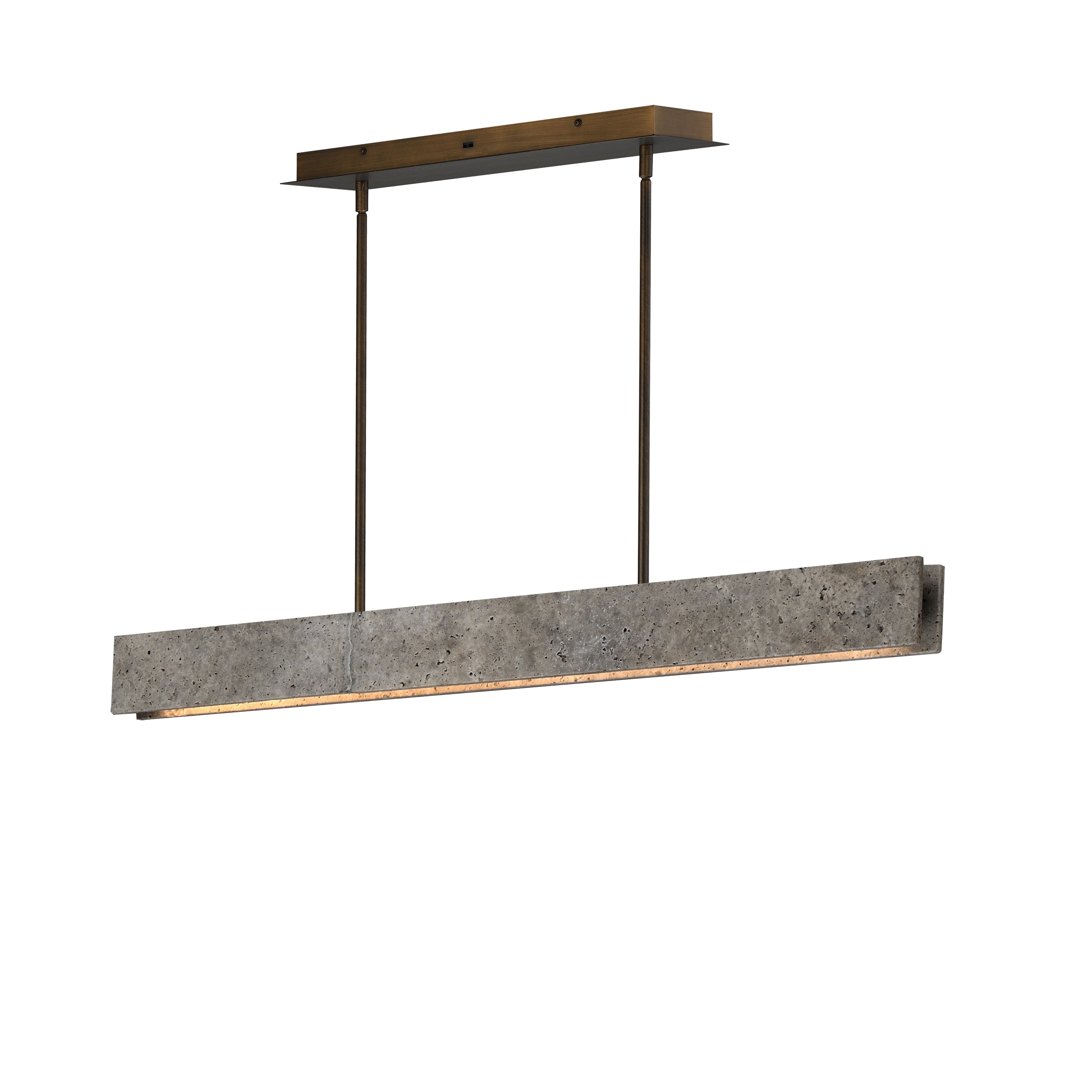 ET2 Lighting E26266-TTVBZ Lintel LED Linear Stone Pendant in Titanium Travertine / Bronze