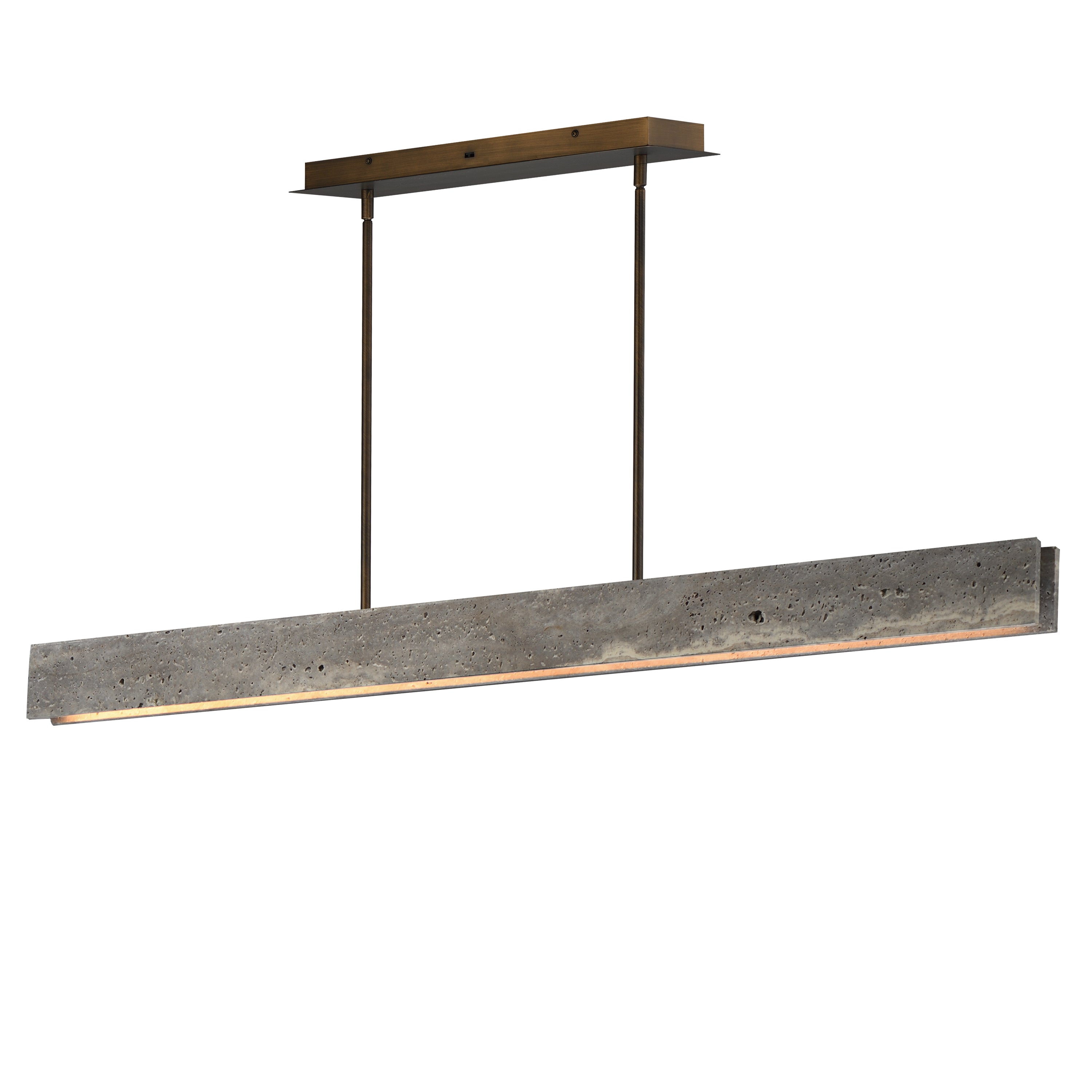ET2 Lighting E26268-TTVBZ Lintel 59" LED Linear Stone Pendant in Titanium Travertine / Bronze