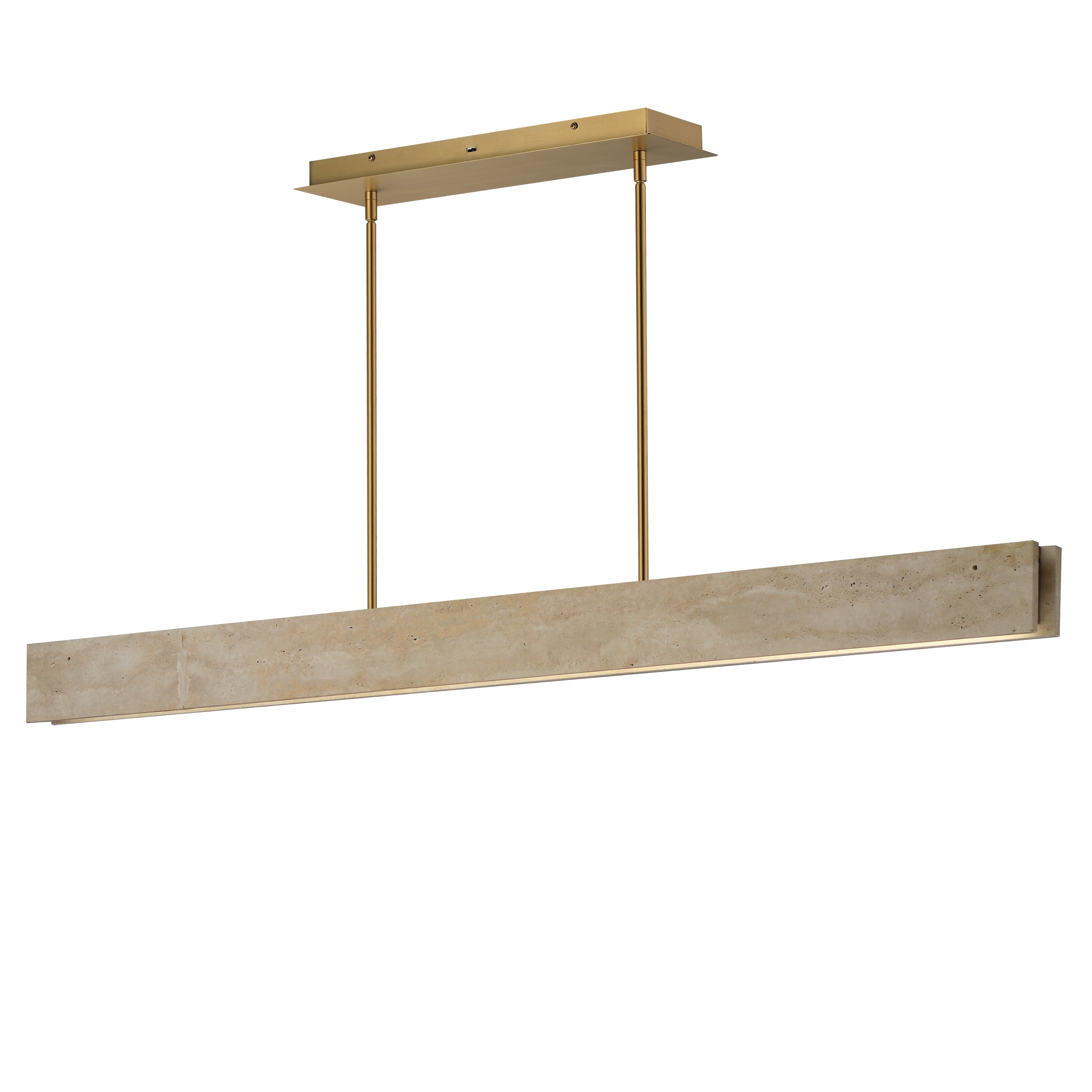 ET2 Lighting E26268-TVNAB Lintel 59" LED Linear Stone Pendant in Travertine / Natural Aged Brass