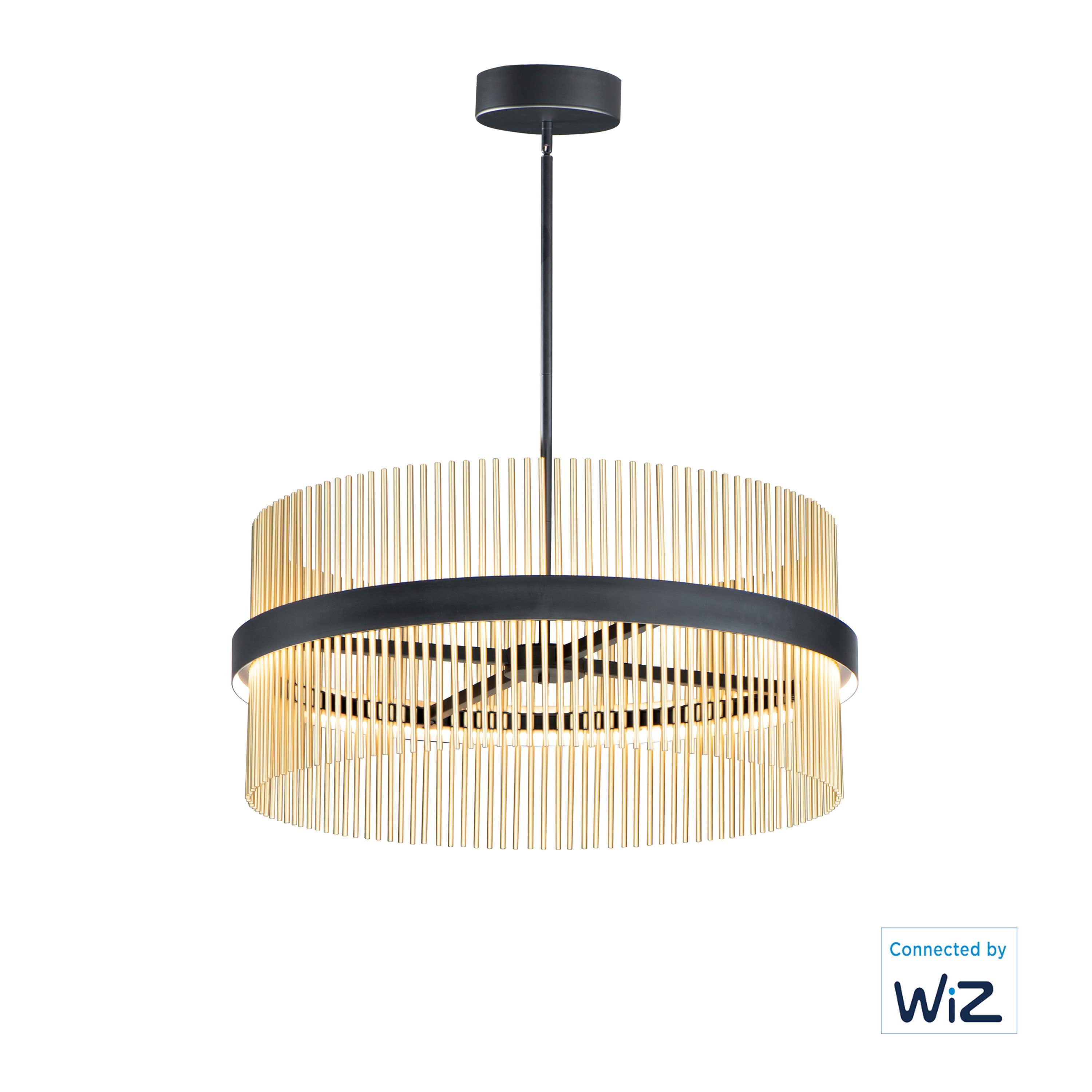 ET2 Lighting E34207-BKSBR Chimes 34" LED Pendant WiZ in Black / Satin Brass