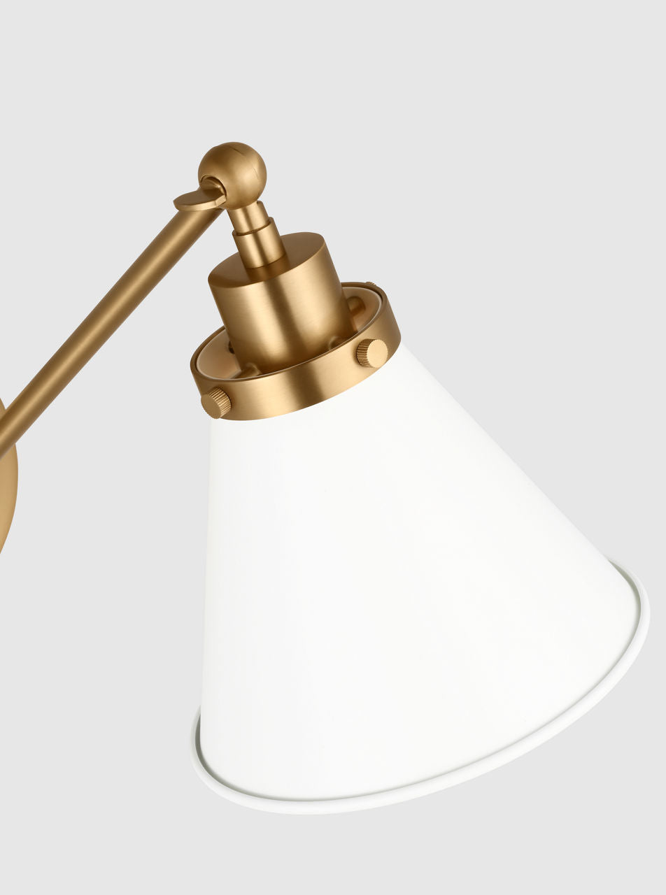 Visual Comfort Studio Collection CW1121MWTBBS Wellfleet Sconce in Matte White and Burnished Brass