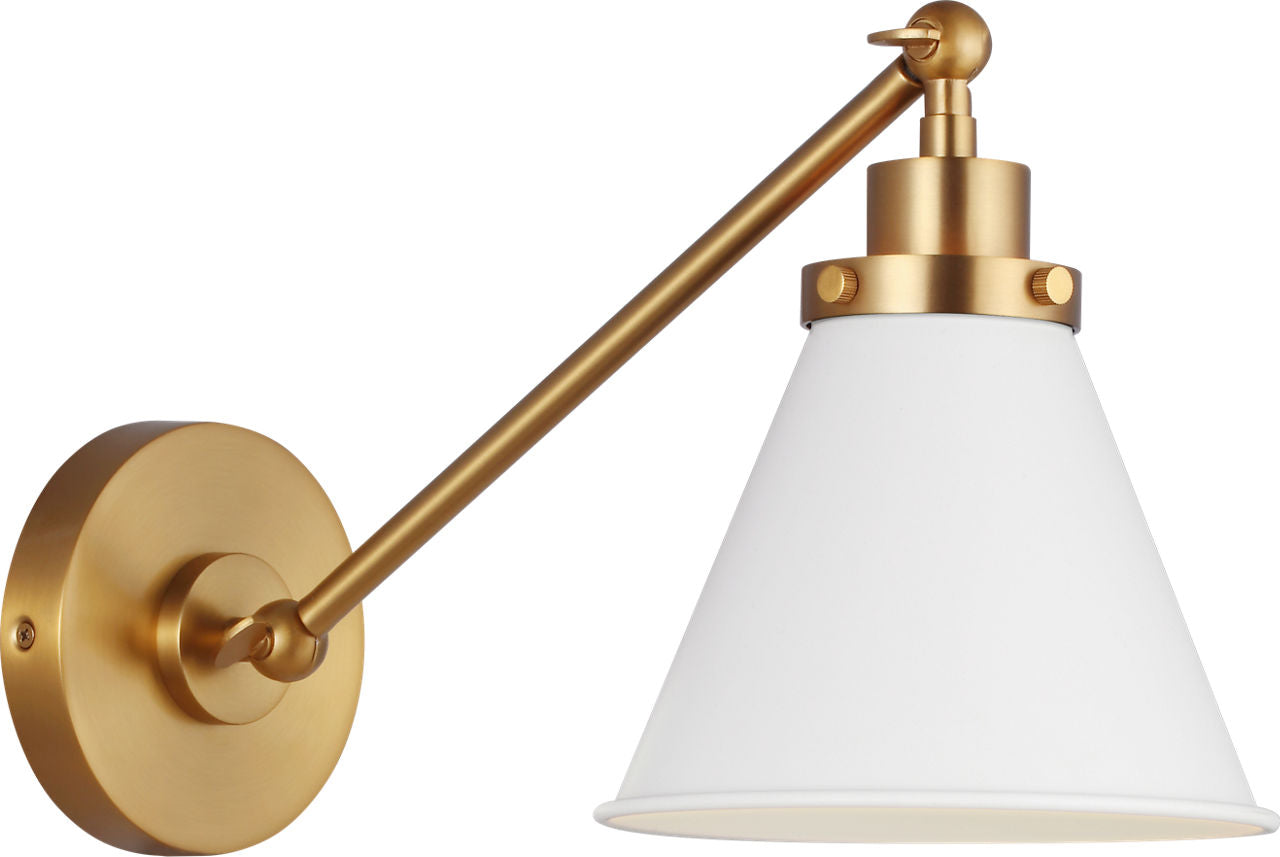 Visual Comfort Studio Collection CW1121MWTBBS Wellfleet Sconce in Matte White and Burnished Brass