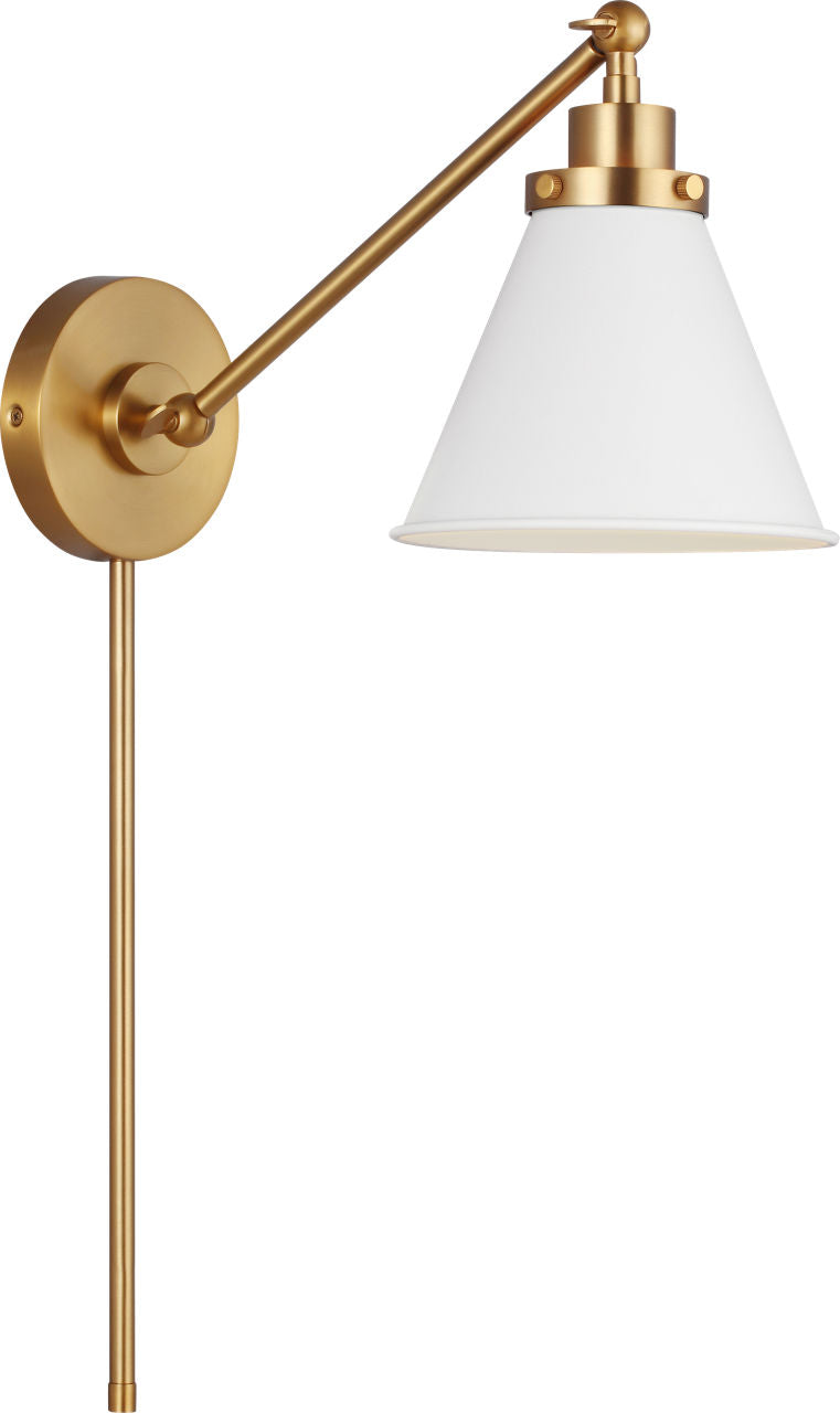 Visual Comfort Studio Collection CW1121MWTBBS Wellfleet Sconce in Matte White and Burnished Brass