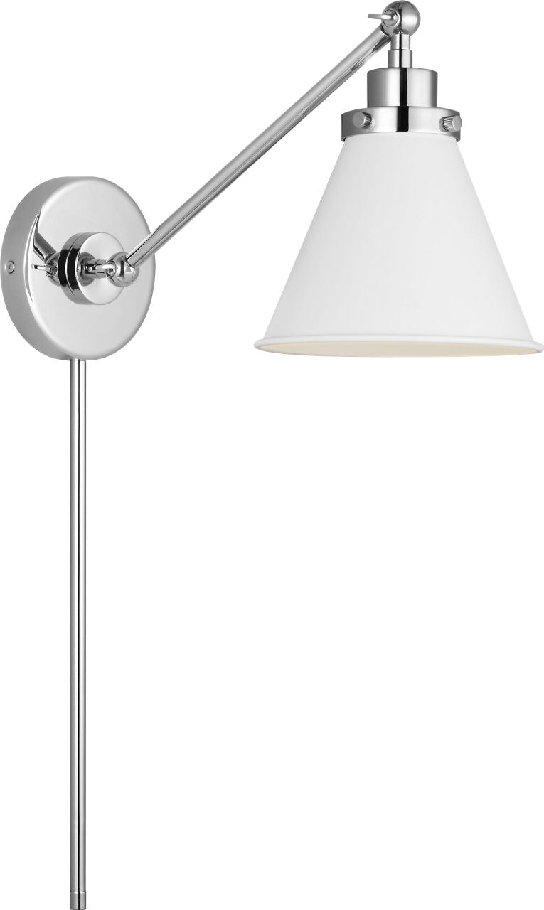 Visual Comfort Studio Collection CW1121MWTPN Wellfleet Sconce in Matte White and Polished Nickel