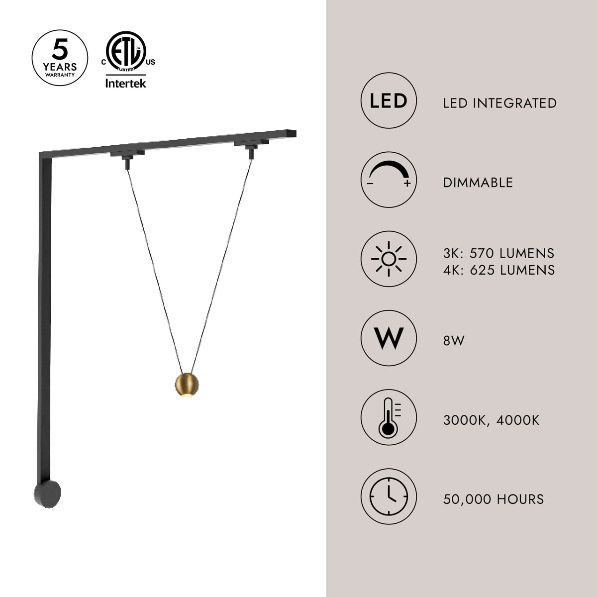 Kit mural LED Kuzco Lighting TR1W-P27203-BG Trilo - Faria Double en or brossé
