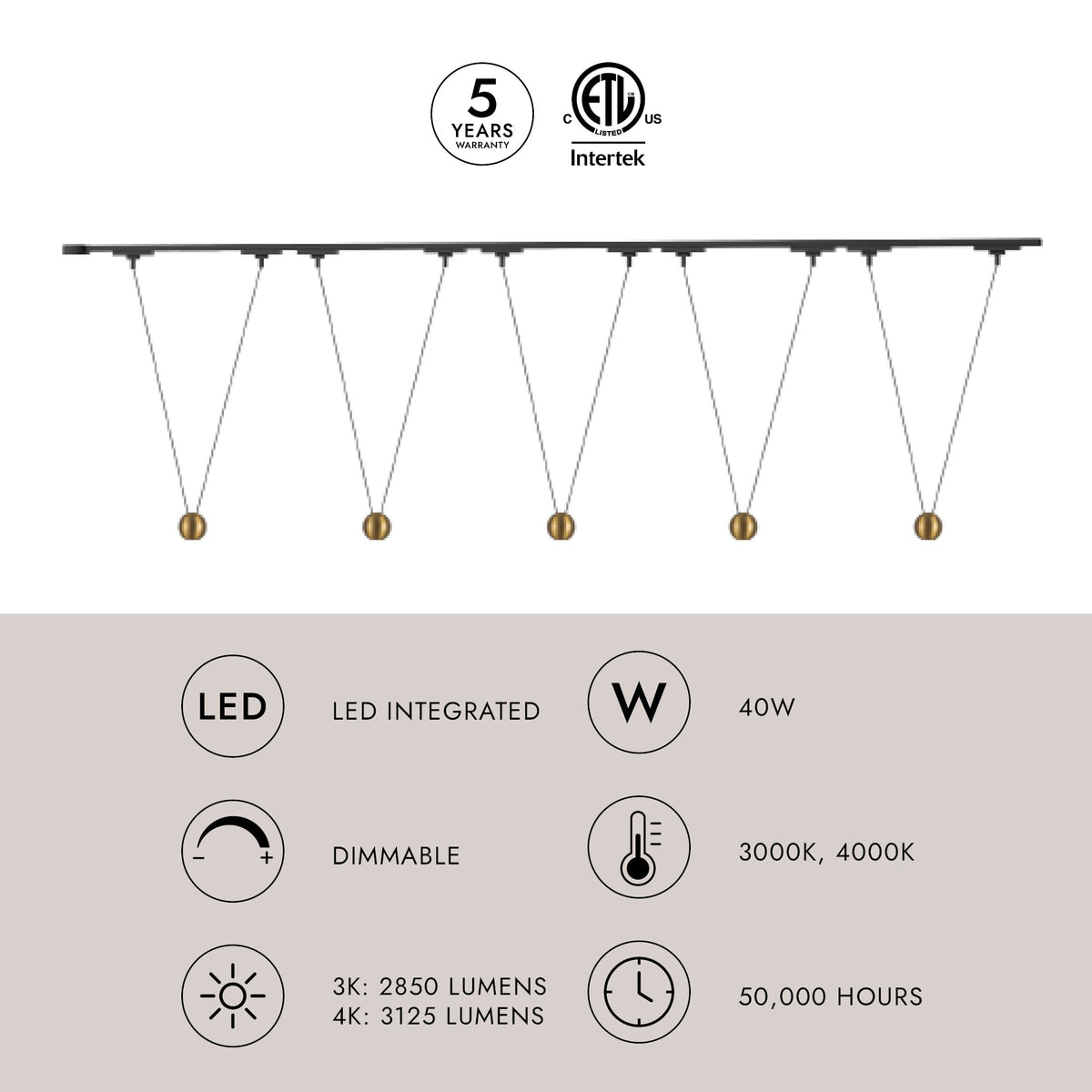 Kuzco Lighting TR5C-P27203-BG Trilo LED Ceiling Kit - Faria Double in Brushed Gold