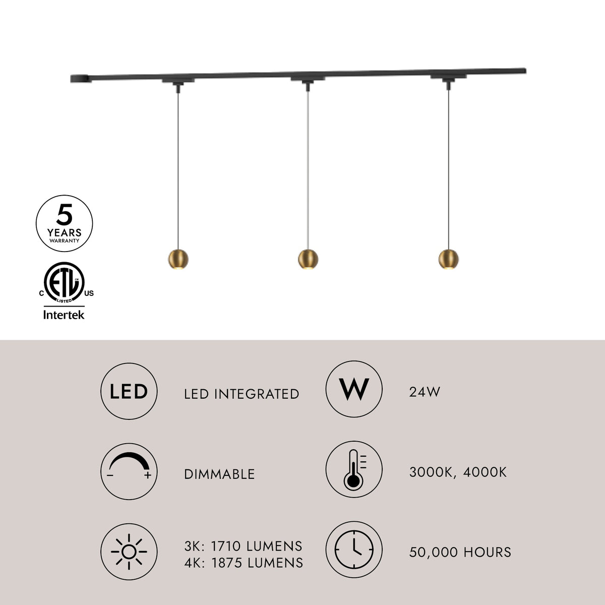 Kit de plafond LED Kuzco Lighting TR3C-P26903-BG Trilo - Faria en or brossé