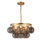 Alora Canada - CH654318BGRC - Trois lumières Suspendu - Faye - Verre côtelé or brossé/transparent