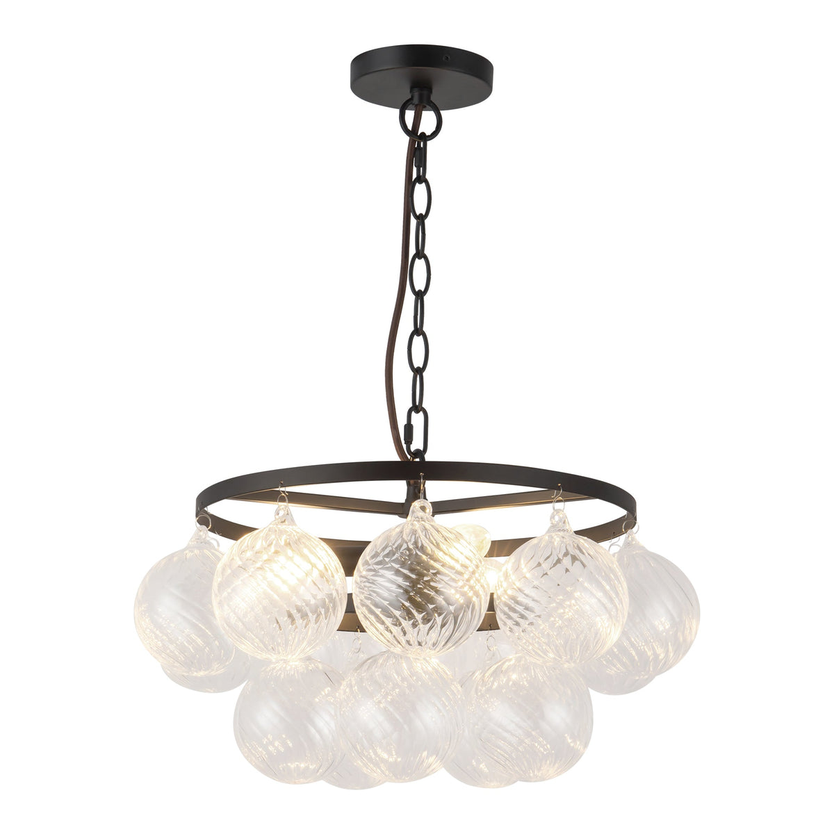 Alora Canada - CH654318MBRC - Three Light Chandelier - Faye - Matte Black/Clear Ribbed Glass