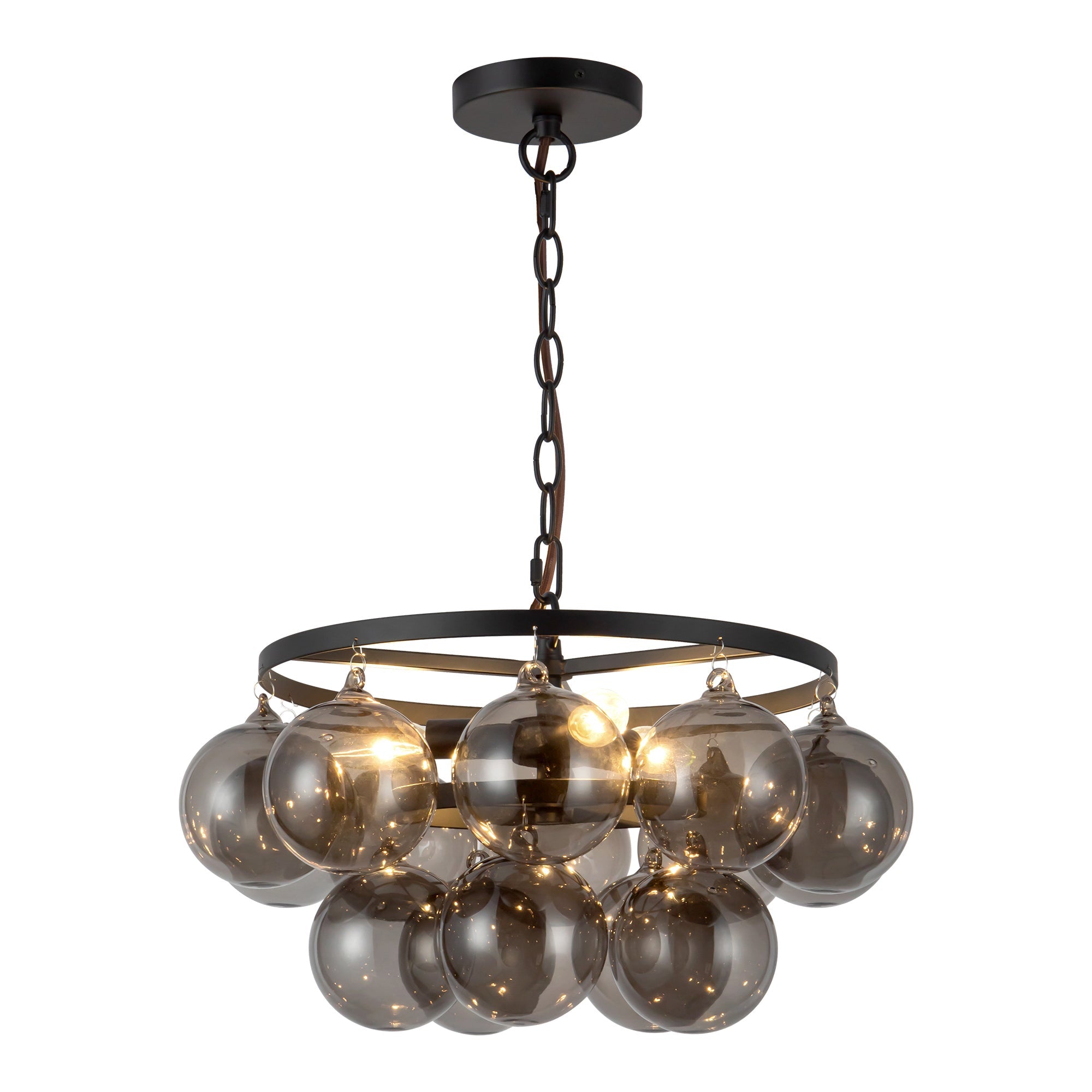 Alora Canada - CH654318MBSM - Three Light Chandelier - Faye - Matte Black/Smoked Solid Glass