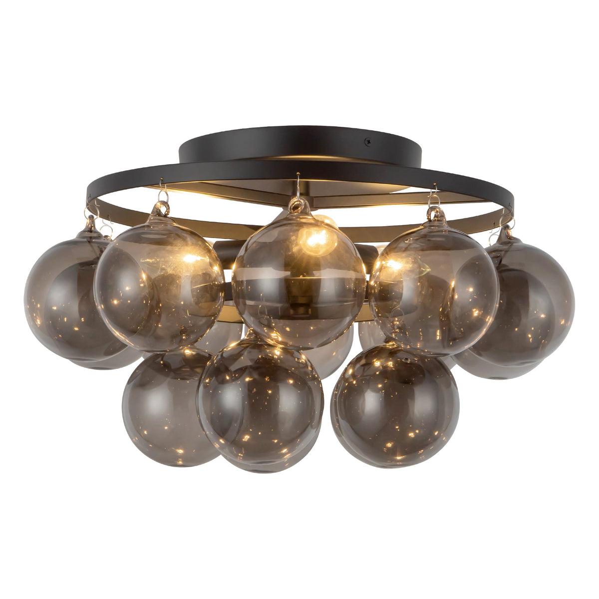 Alora Canada - SF654318MBSM - Trois feux semi-automatiquesPlafonnier - Faye - Verre massif noir mat/fumé