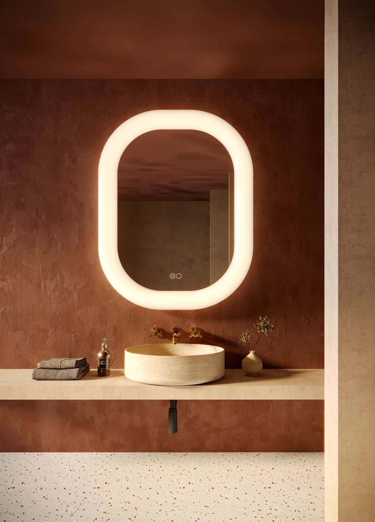 Miroir de courtoisie flottant à DEL Kuzco Lighting VM13837-WH-5CCT, blanc