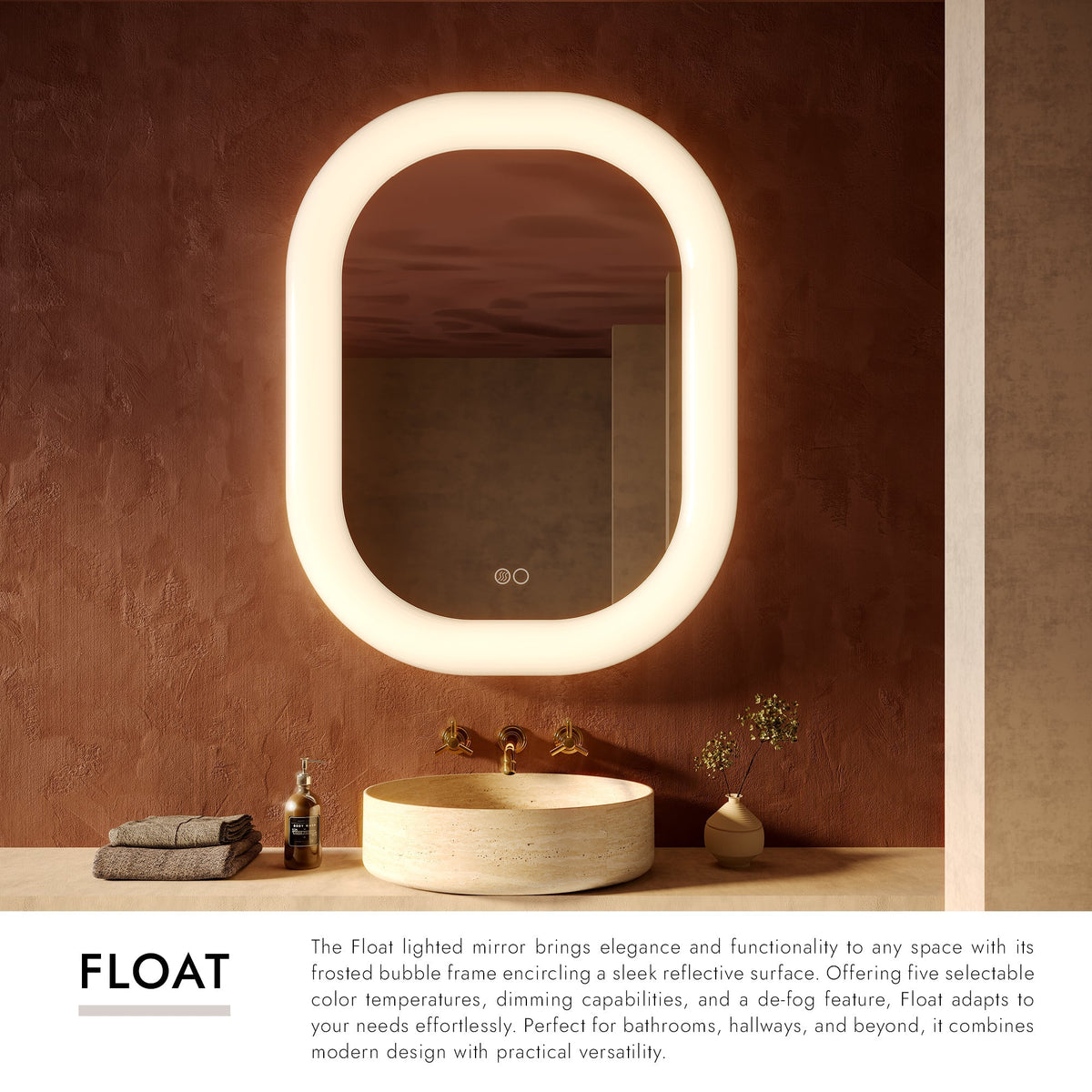 Miroir de courtoisie flottant à DEL Kuzco Lighting VM13837-WH-5CCT, blanc