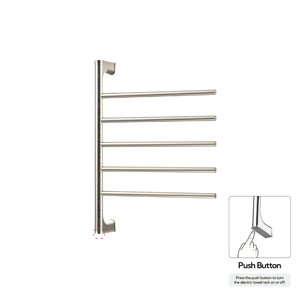 Sèche-serviettes P&Bhusri G05-M-BNI-N G05 en nickel brossé PVD