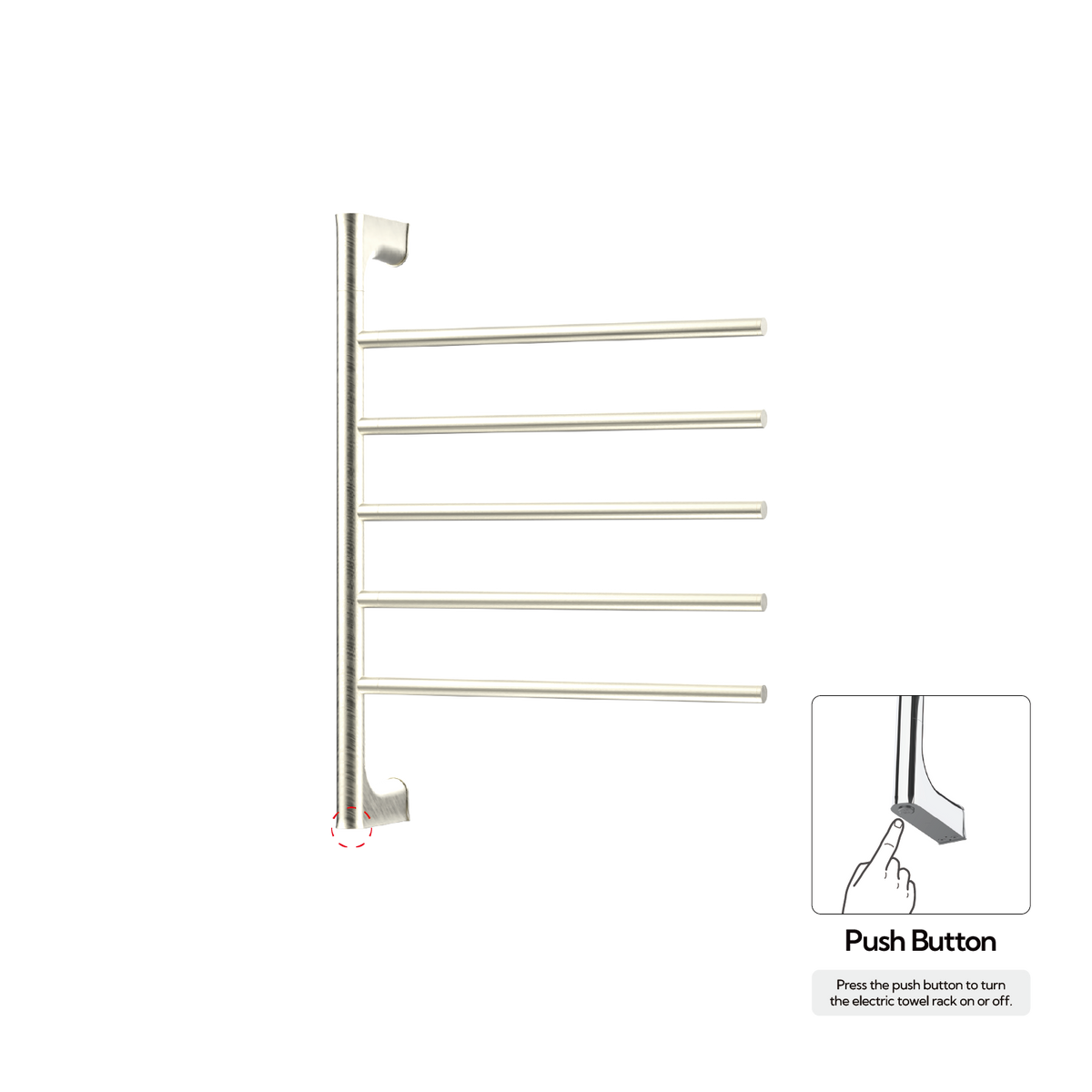 Sèche-serviettes P&Bhusri G05-M-BWG-N G05 en or blanc brossé PVD