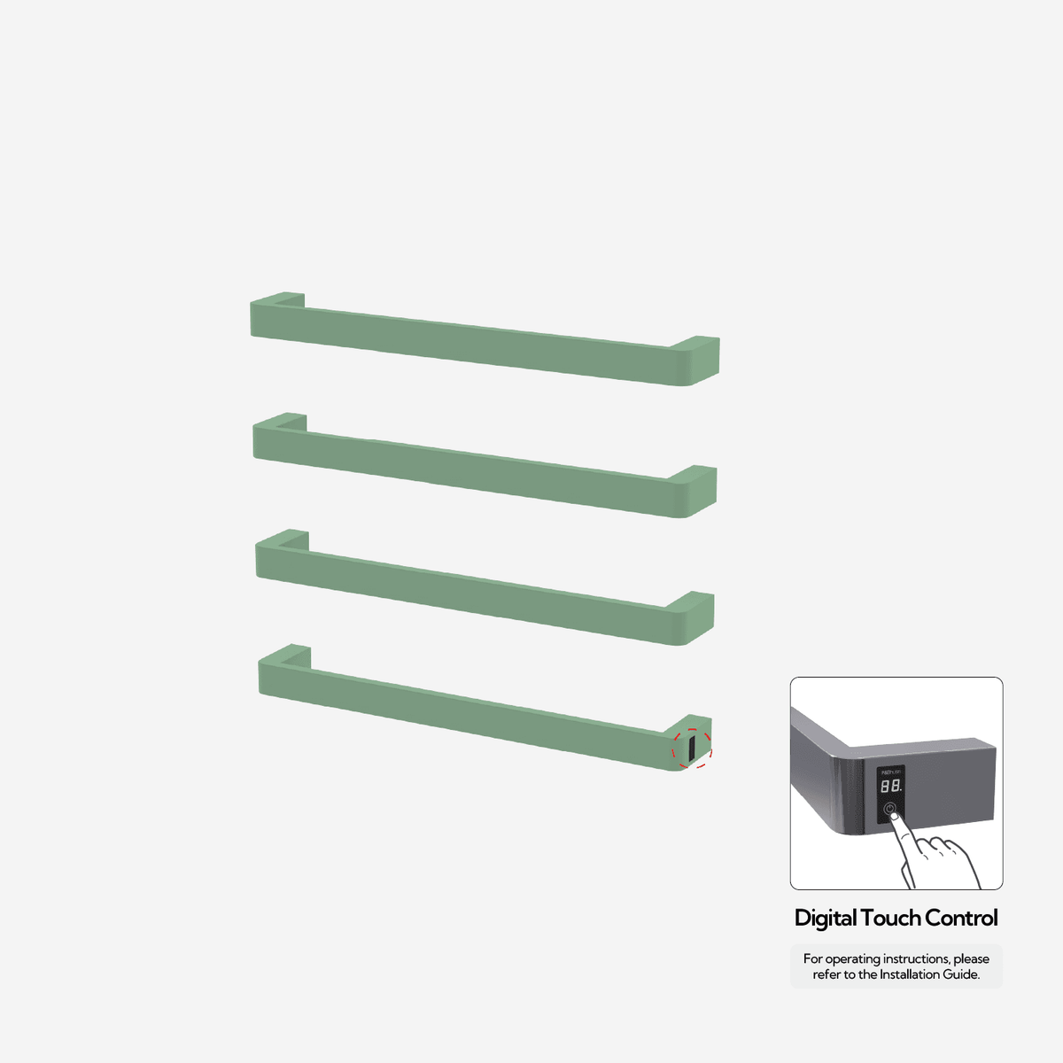 P&Bhusri G12-L-CGR-ME Sèche-serviettes G12 en vert céladon