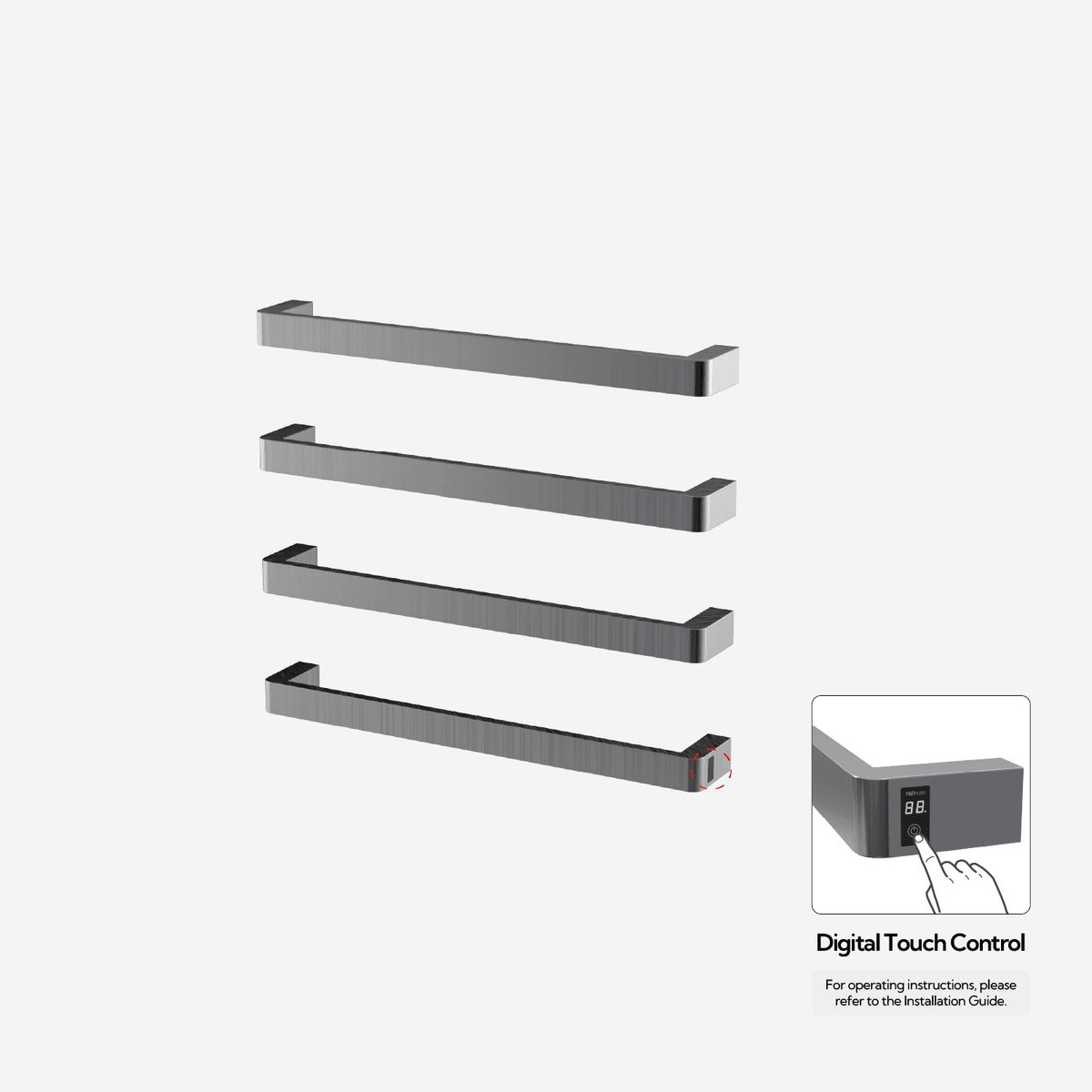 P&Bhusri G12-L-GML-ME Sèche-serviettes G12 en PVD Gun Metal