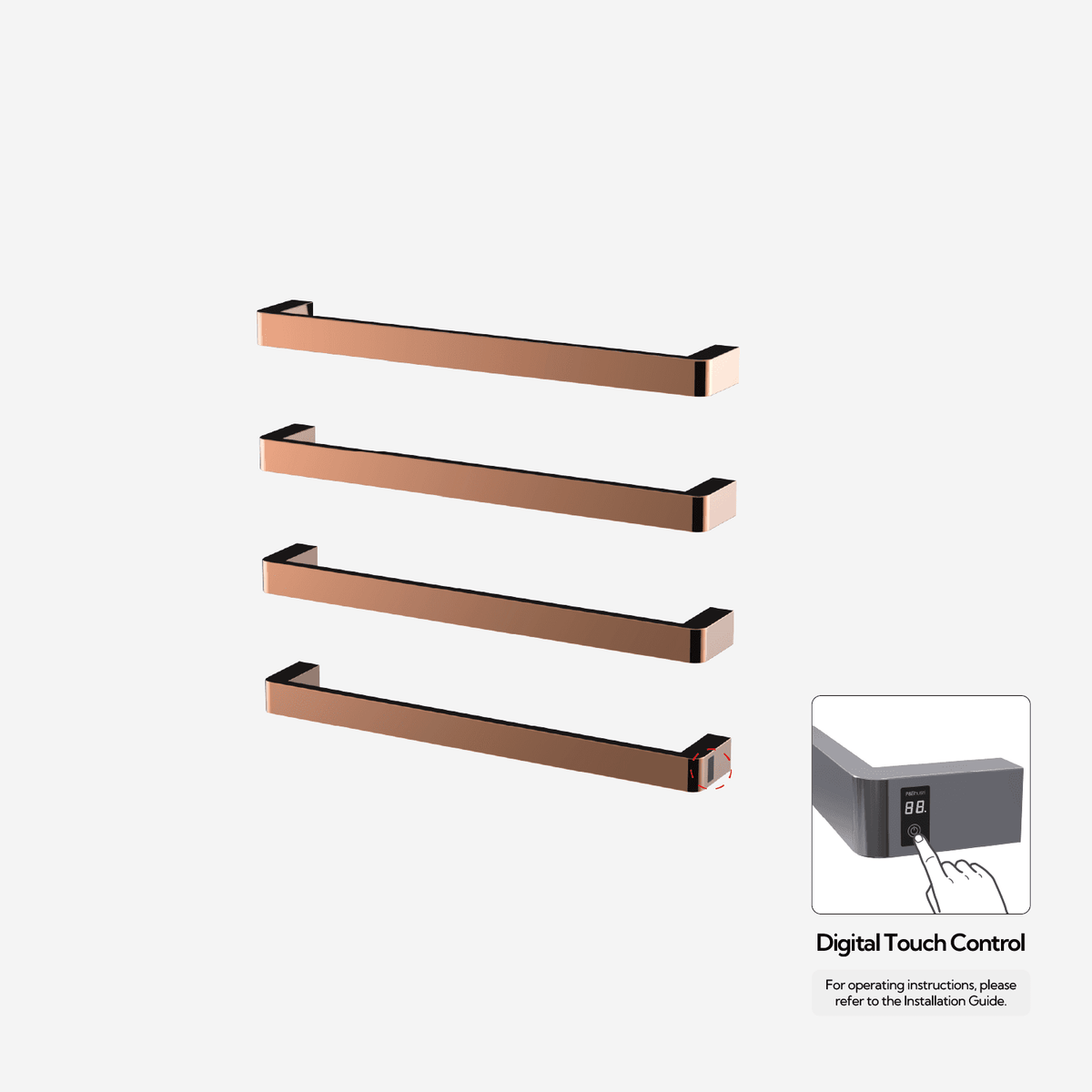 Sèche-serviettes P&Bhusri G12-L-RGD-ME G12 en or rose poli PVD
