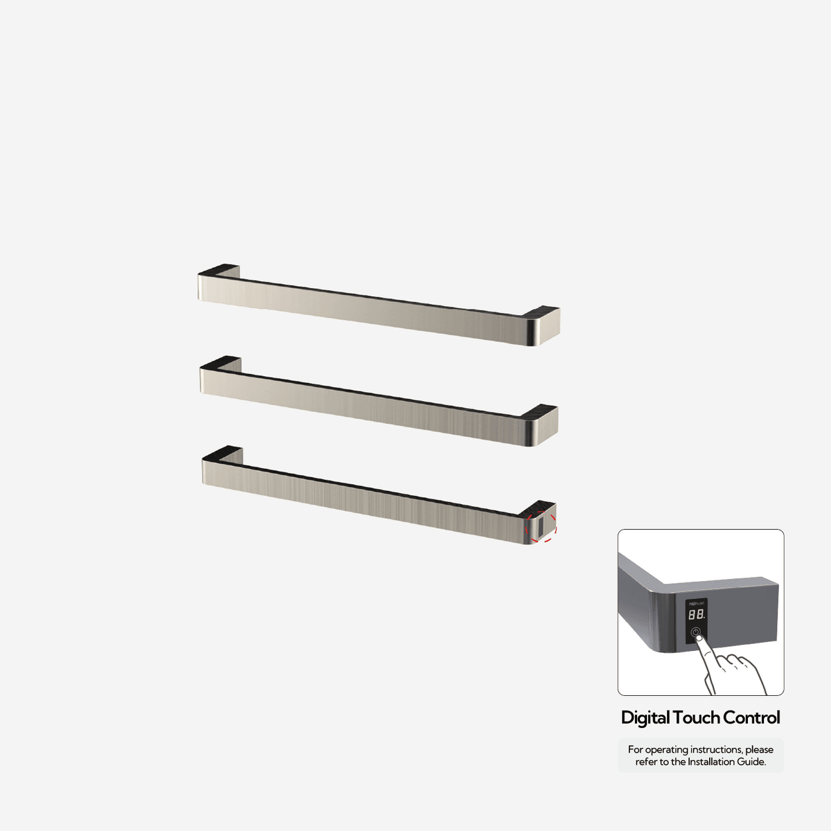 Sèche-serviettes P&Bhusri G12-M-BNI-ME G12 en nickel brossé PVD