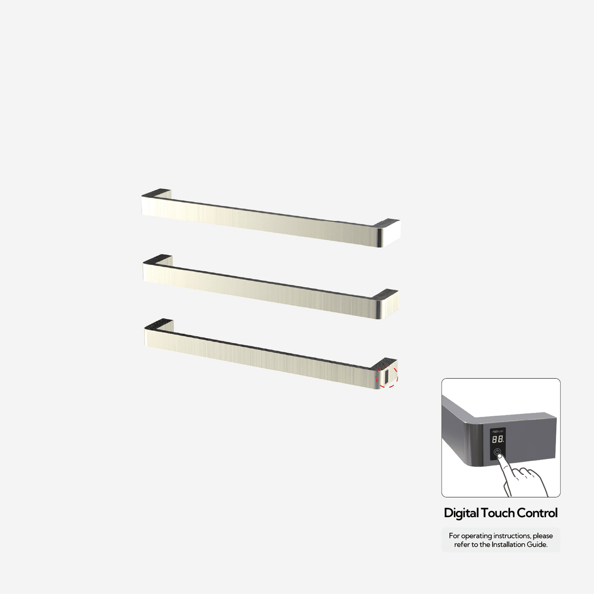 Sèche-serviettes P&Bhusri G12-M-BWG-ME G12 en PVD or blanc brossé