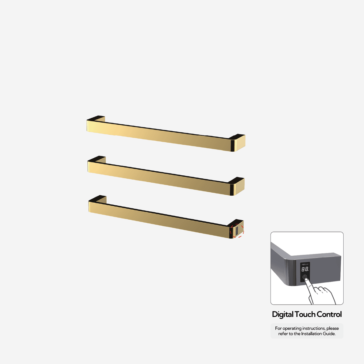 Sèche-serviettes P&Bhusri G12-M-LGD-ME G12 en or poli PVD de luxe