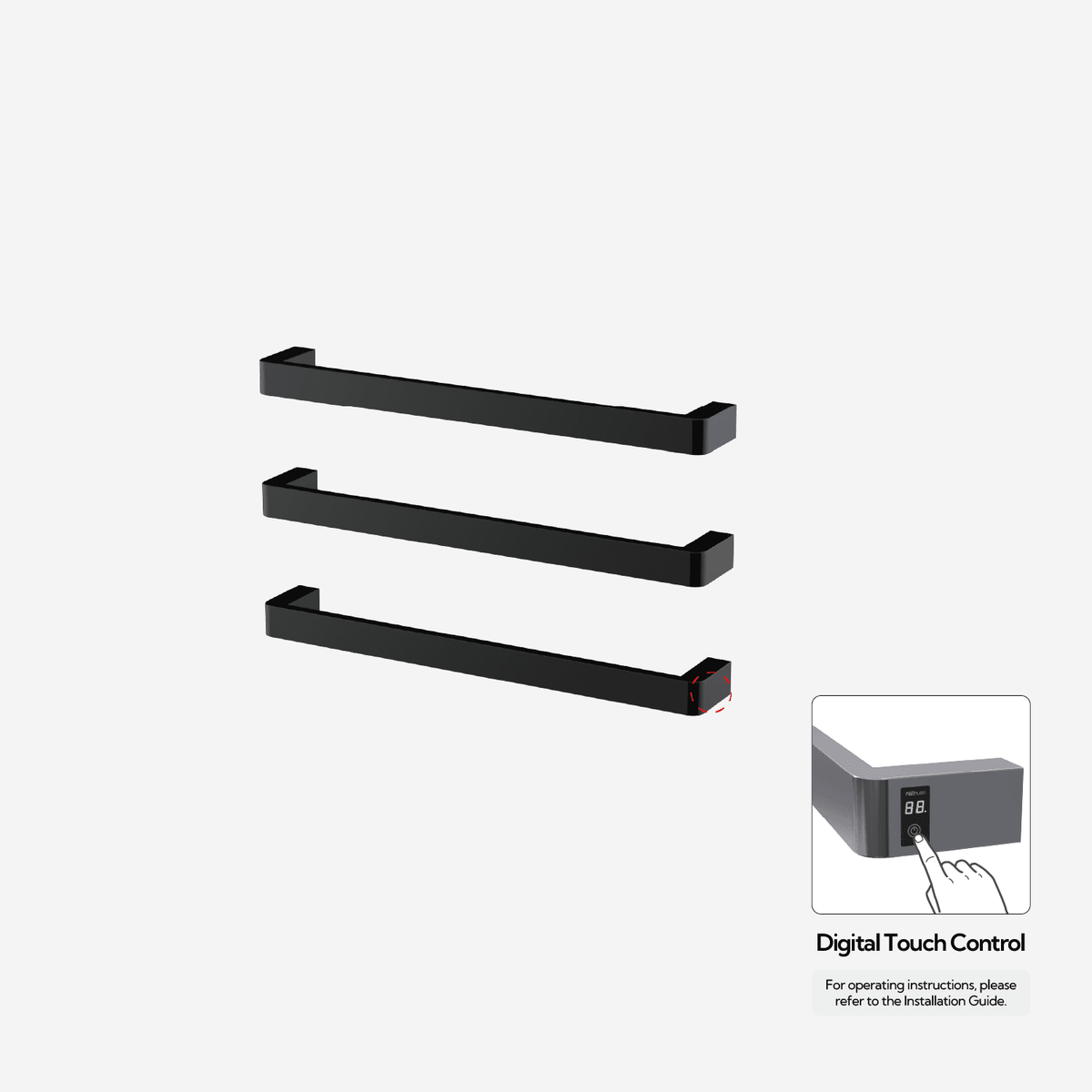 Sèche-serviettes P&Bhusri G12-M-PBN-ME G12 en nickel noir poli PVD
