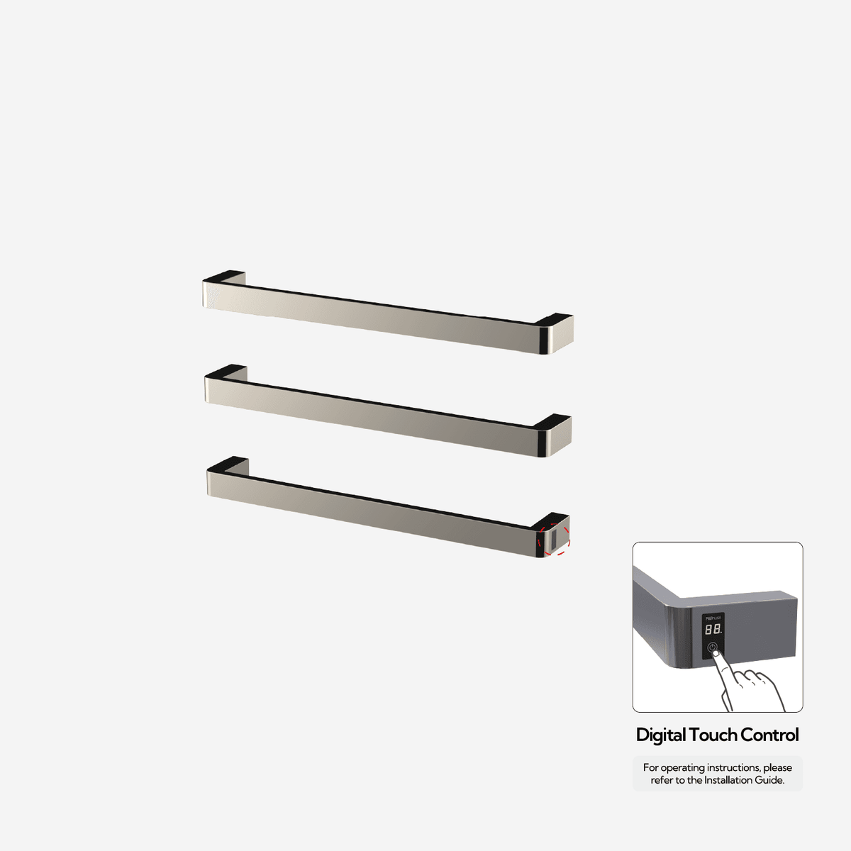 Sèche-serviettes P&Bhusri G12-M-PNI-ME G12 en nickel poli PVD