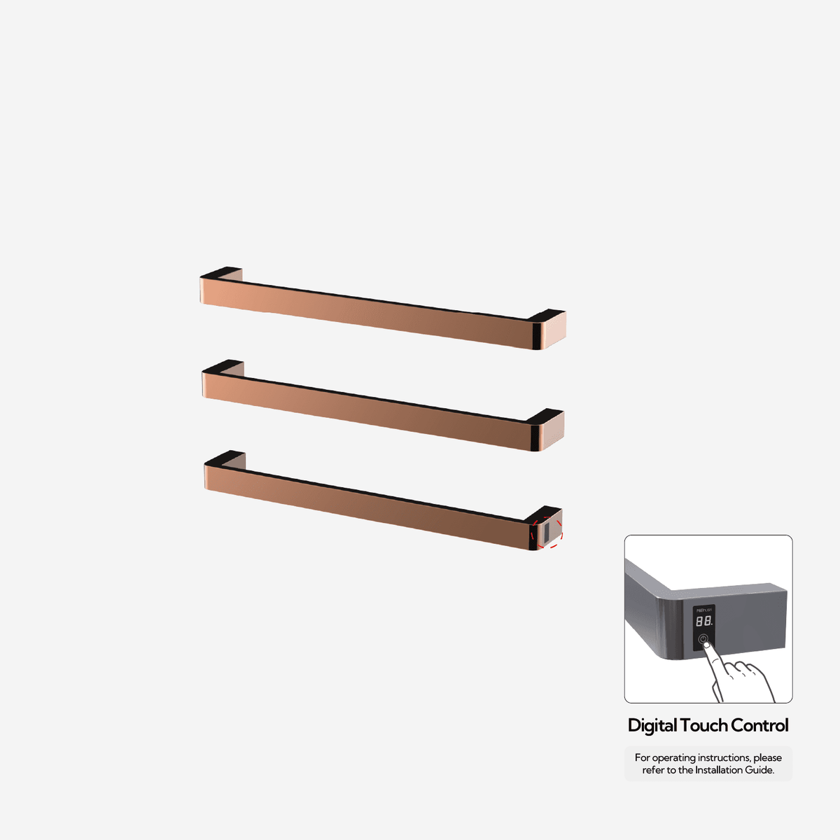 Sèche-serviettes P&Bhusri G12-M-RGD-ME G12 en or rose poli PVD