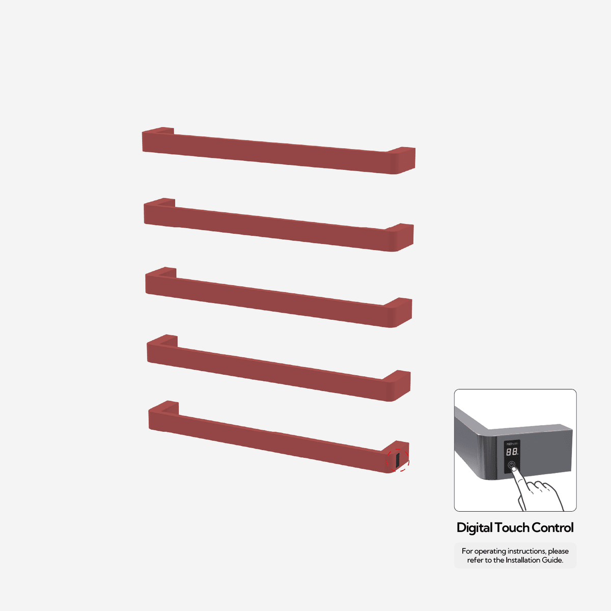 Sèche-serviettes P&Bhusri G12-XL-ARD-ME G12 rouge ambré