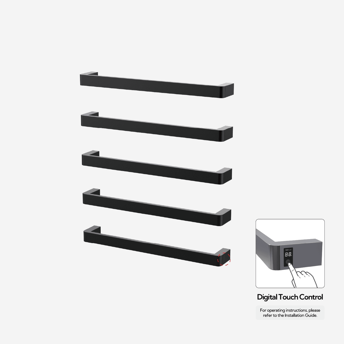 Sèche-serviettes P&Bhusri G12-XL-BLK-ME G12 en noir mat