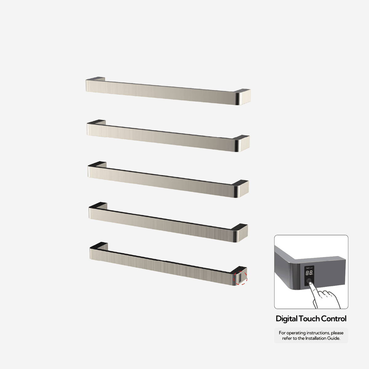 Sèche-serviettes P&Bhusri G12-XL-BNI-ME G12 en nickel brossé PVD