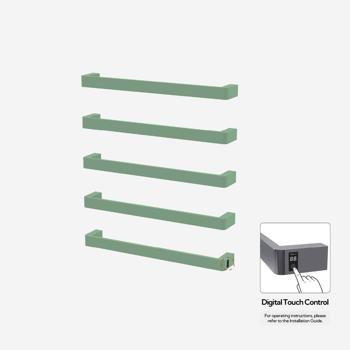 Sèche-serviettes P&Bhusri G12-XL-CGR-ME G12 vert céladon