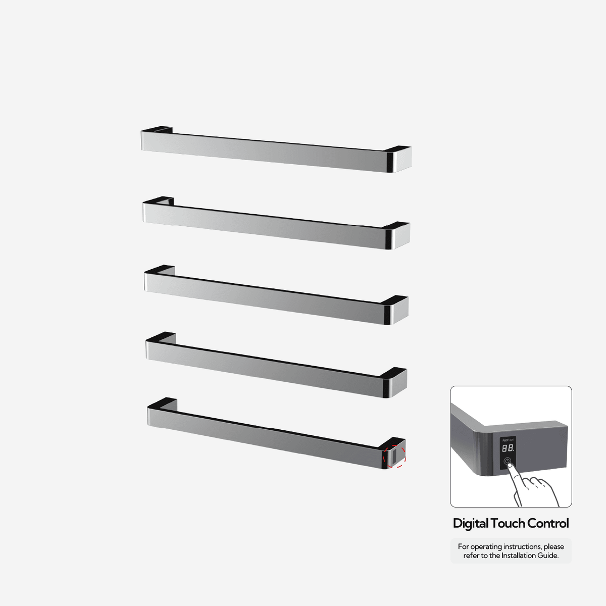 Sèche-serviettes P&Bhusri G12-XL-CHR-ME G12 en chrome poli
