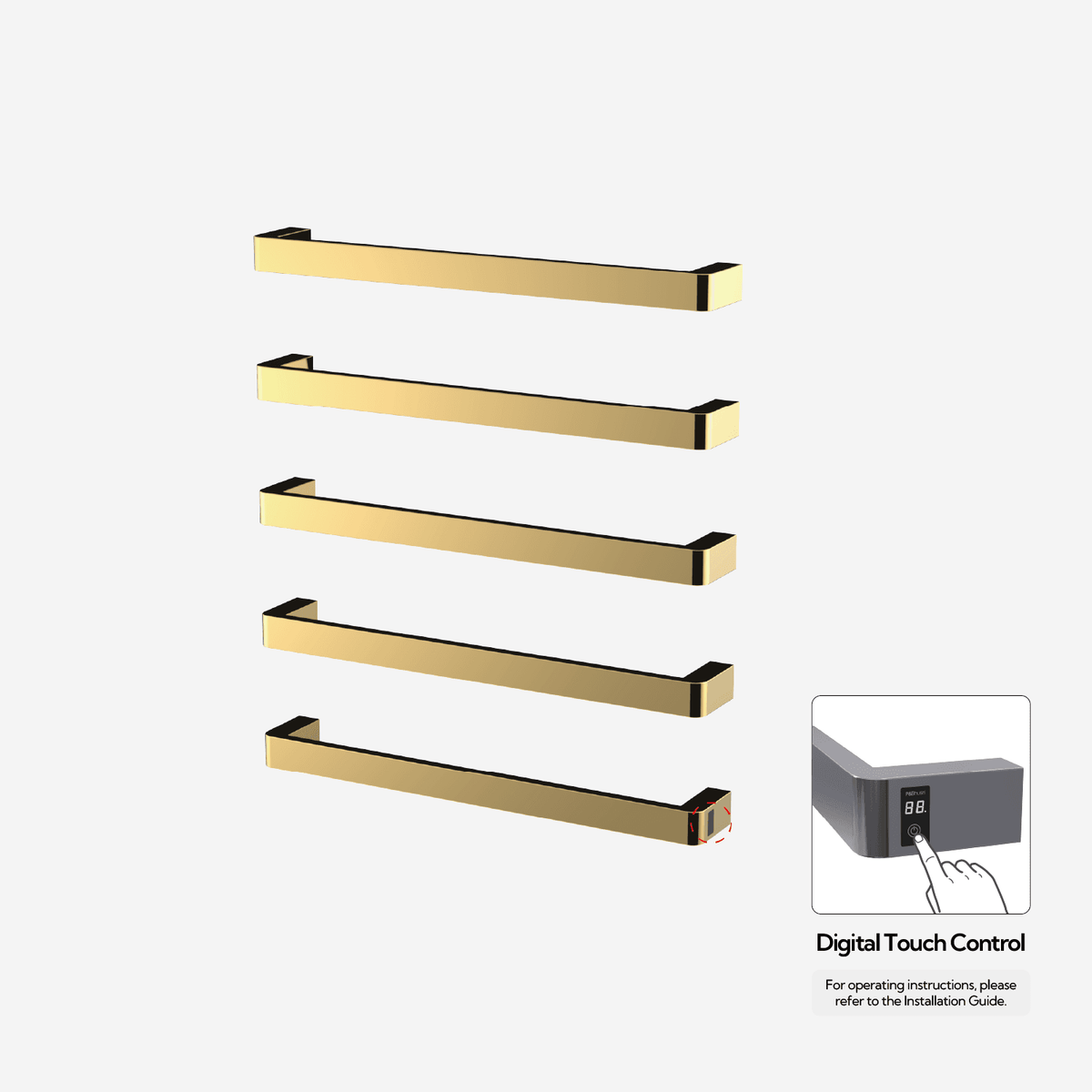 Sèche-serviettes P&Bhusri G12-XL-LGD-ME G12 en or poli PVD de luxe