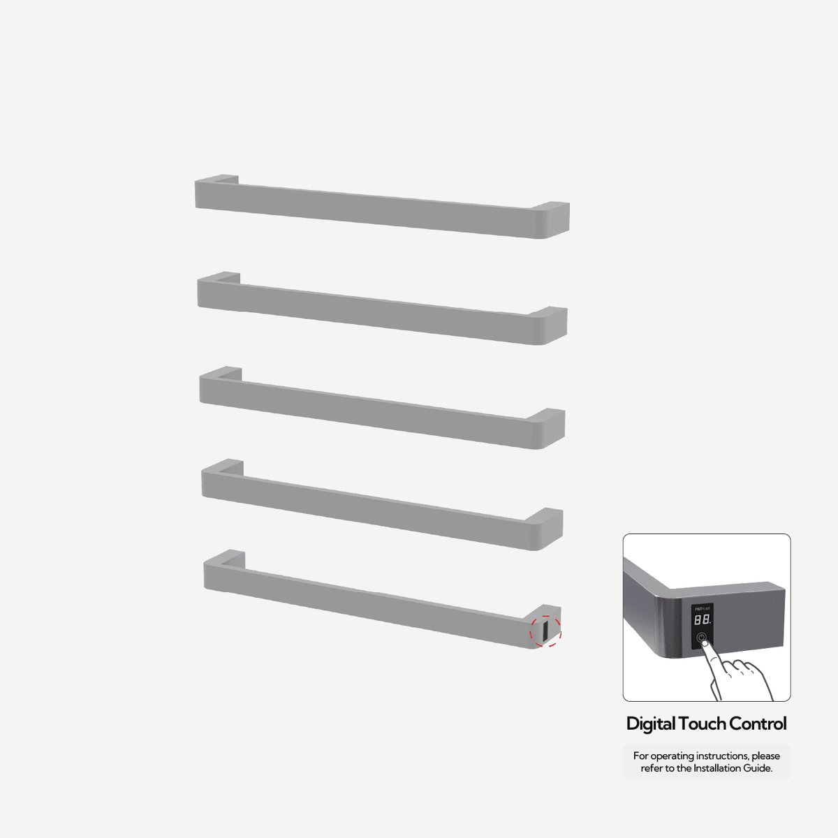 Sèche-serviettes P&Bhusri G12-XL-MGR-ME G12, gris clair